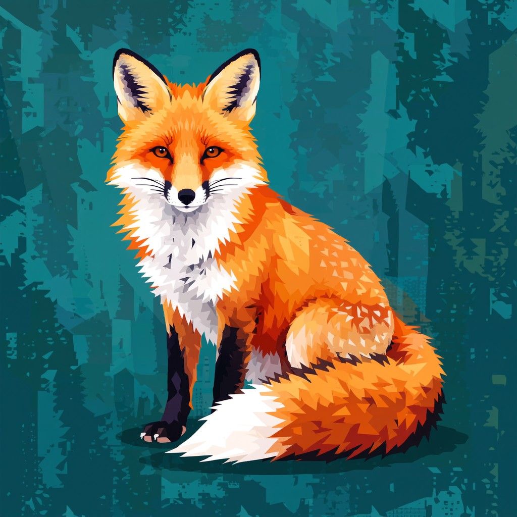 1024x1024 Download Playful Orange Fox Image, Orange, 3D