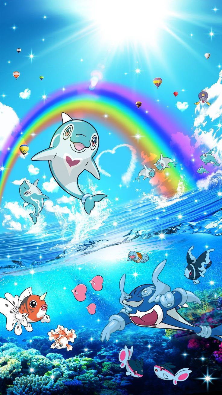 736x1308 Pokémon background. Pokemon in the ocean, Goldeen pokemon, Pokemon wallpaper