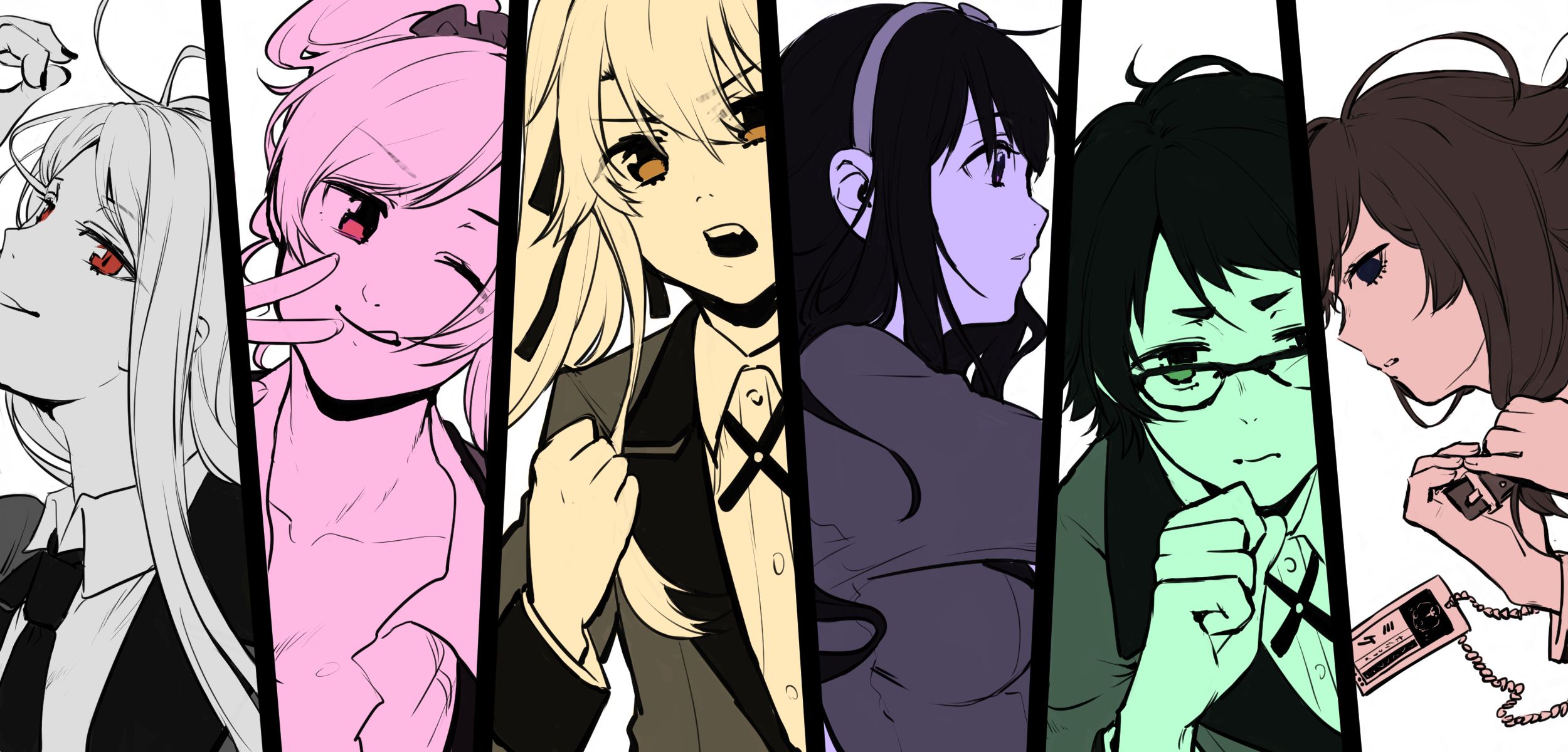 2500x1200 Juraku Sachiko Twin Anime Image Board