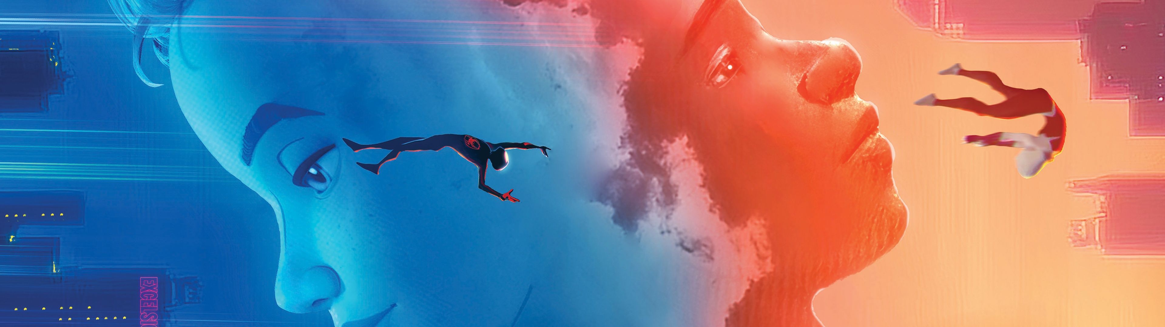 3840x1080 Miles Morales & Gwen Stacy In Across The Spider Verse 8K Wallpaper
