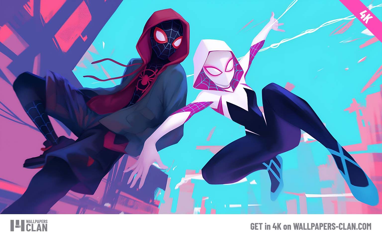 1536x955 Miles Morales And Spider Gwen Action Slides PC Wallpaper 4K