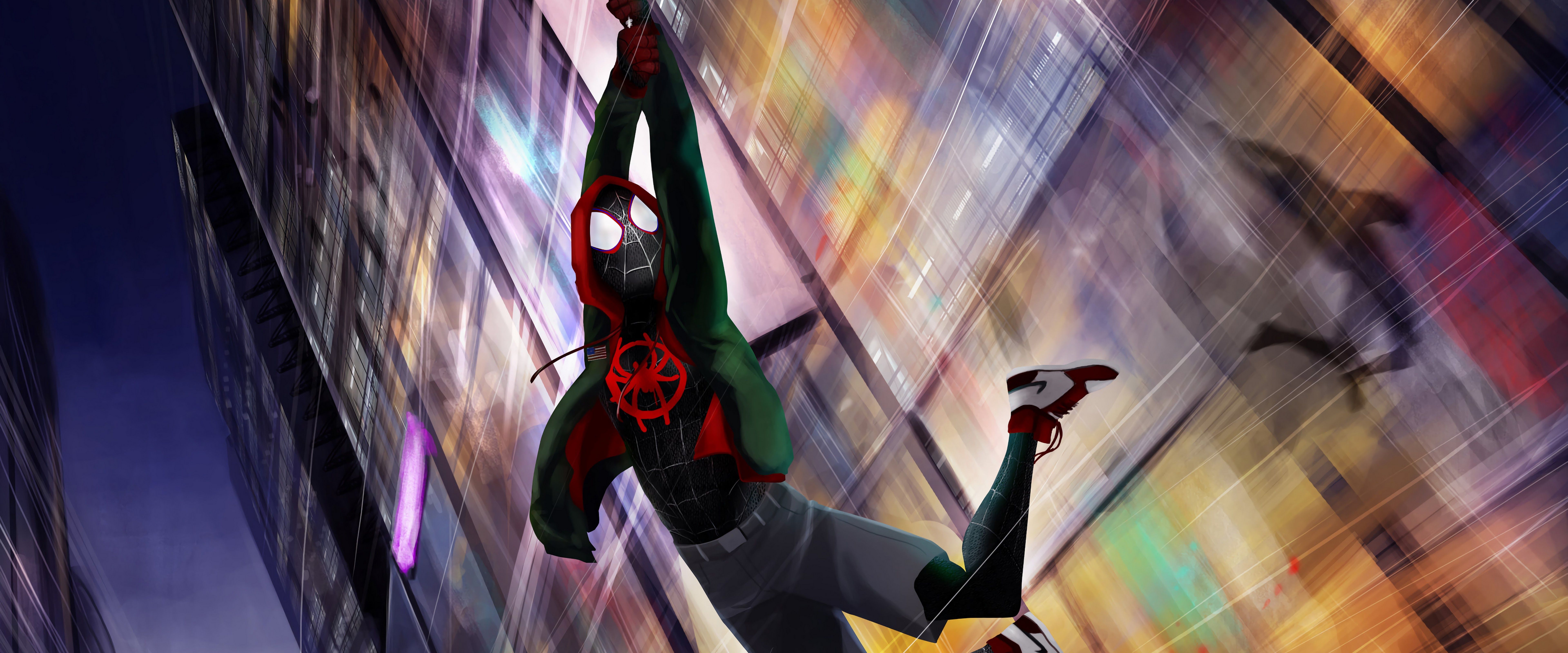 7680x3200 Miles Morales Spider Man: Into The Spider Verse 4K Wallpaper HD