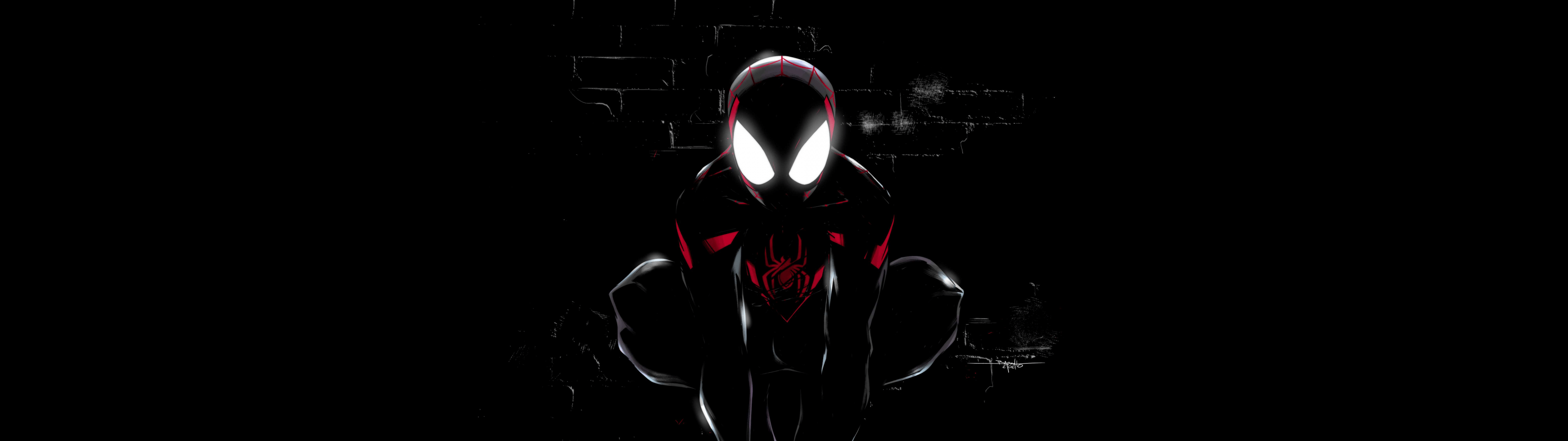 3840x1080 Miles Morales Wallpaper 4K, Spider Man, Dark