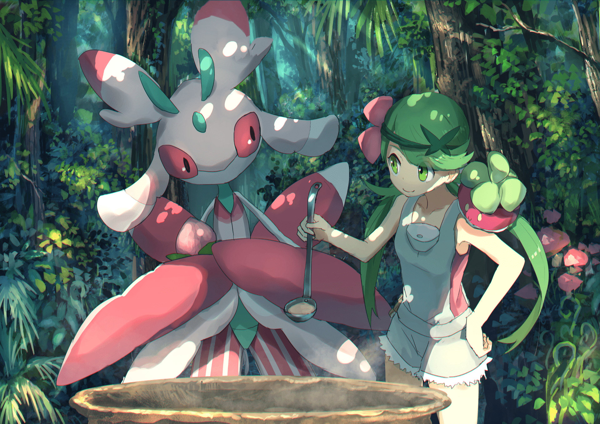 1920x1357 Mallow & Lurantis Adventure. Pokémon Sun & Moon HD Wallpaperx1357