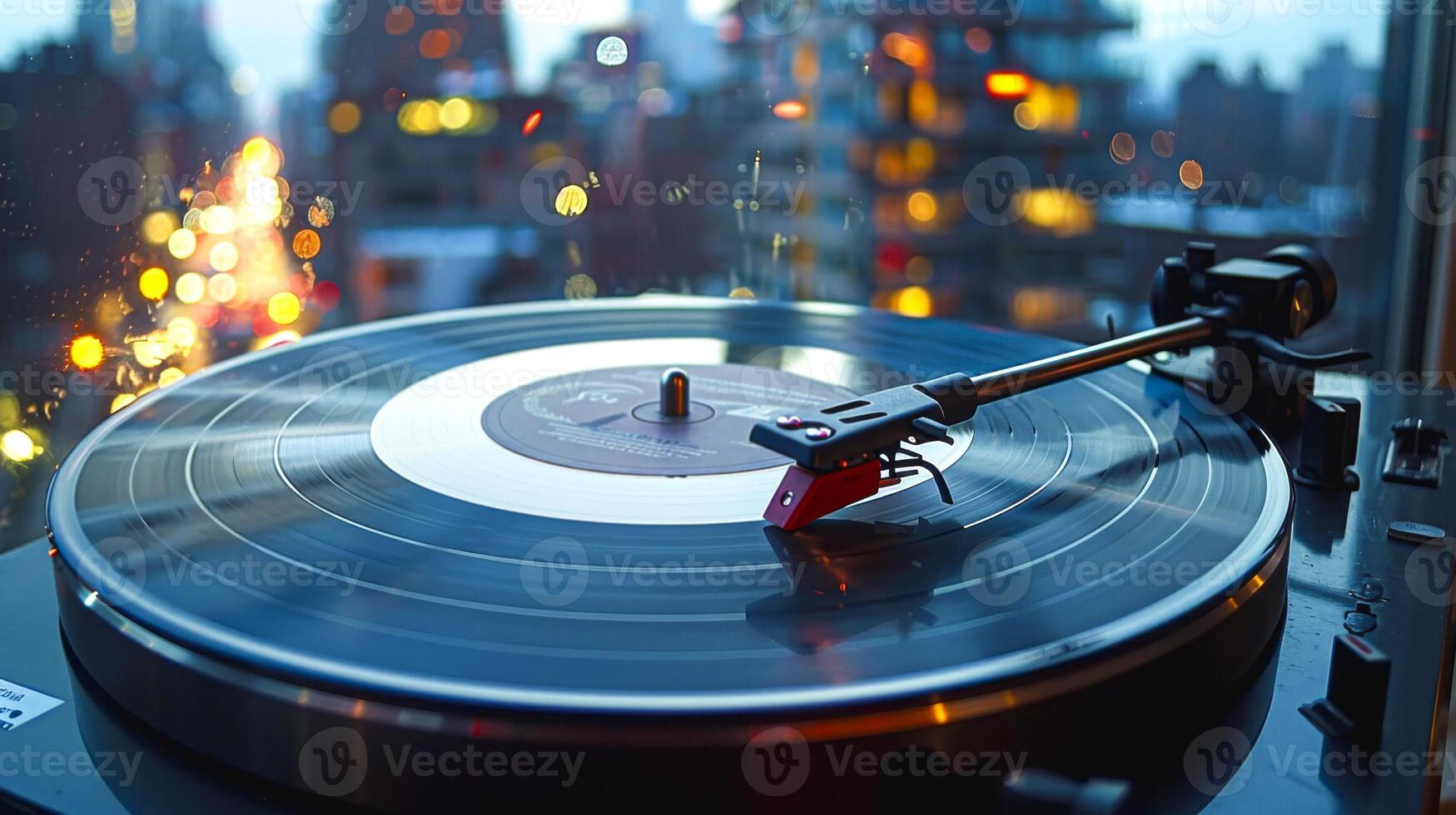 1749x980 Vinyl record player playing romantic music with roses and fairy lights in background