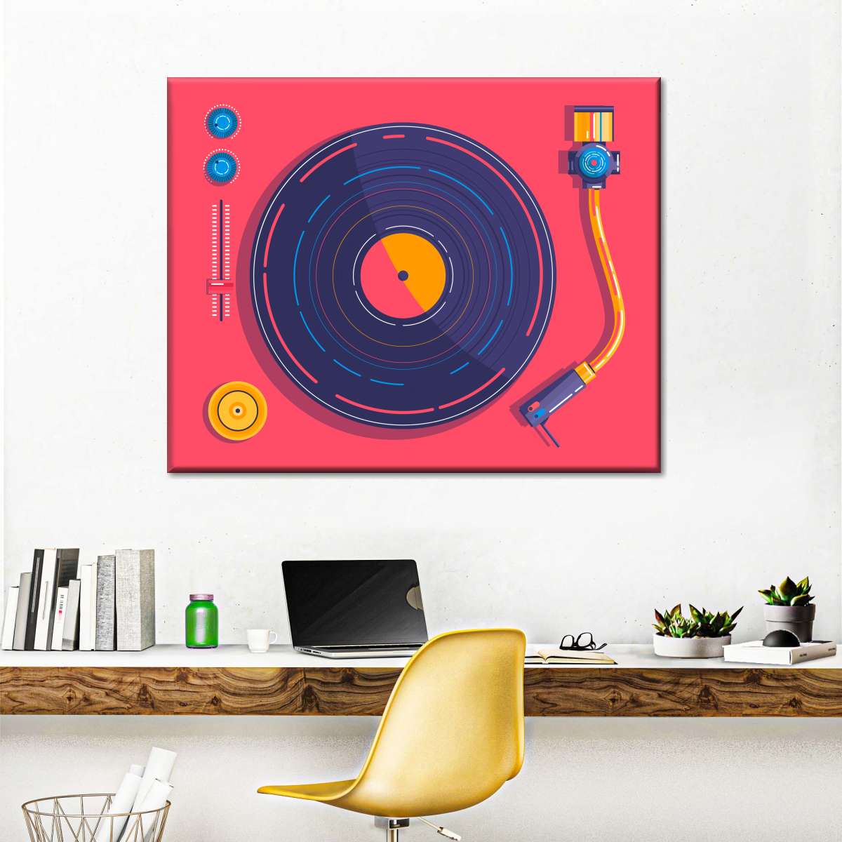 1200x1200 Retro Vinyl Record Player Wall art