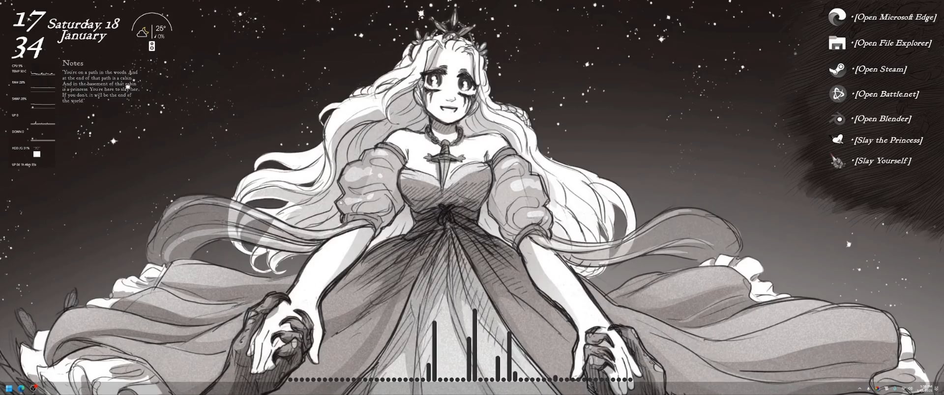 1920x804 Thought of getting an ultrawide animated wallpaper yesterday so I thought I'd make it Slay the Princess themed