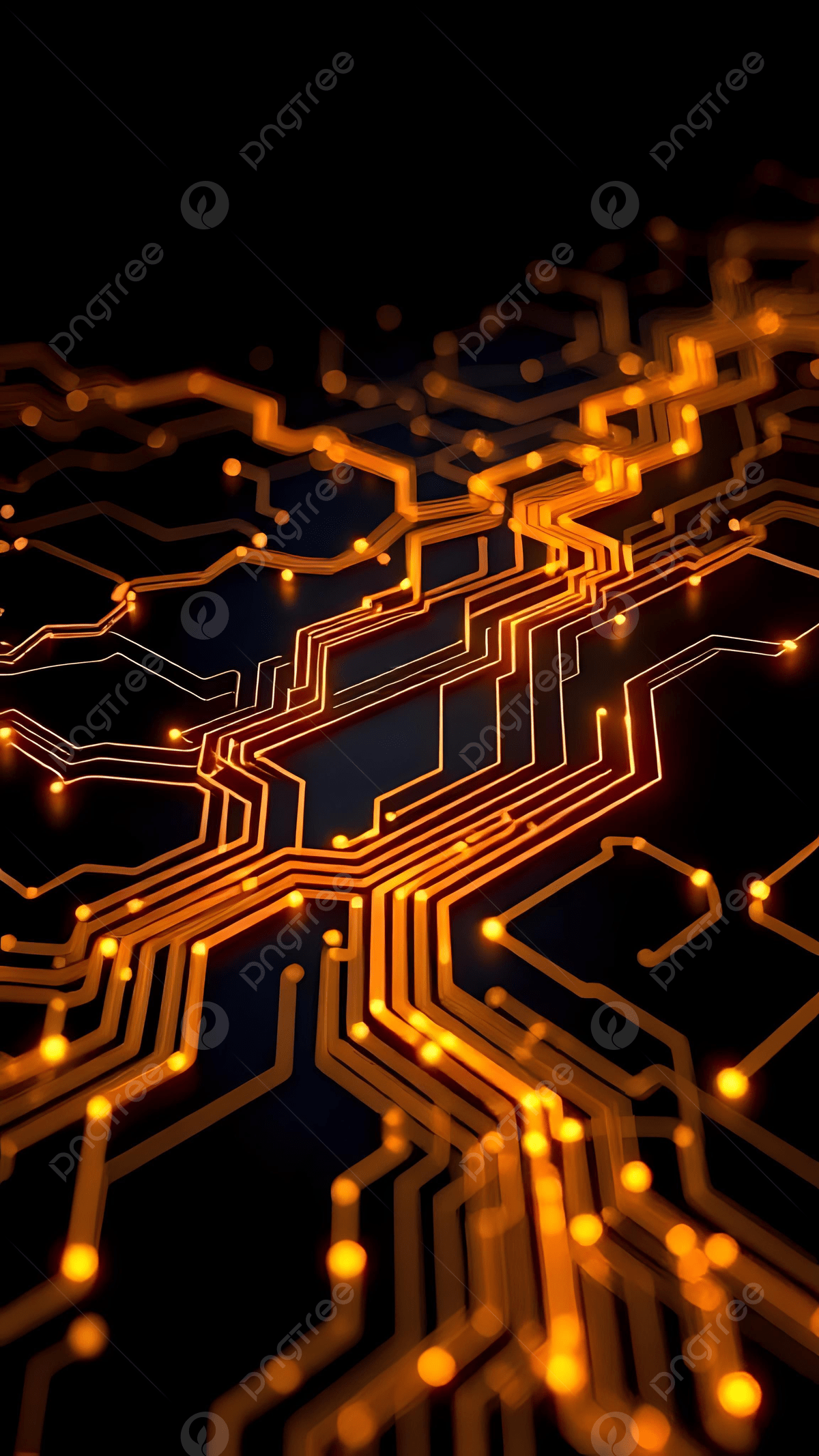 1200x2133 Orange Circuit Board On Black Background Wallpaper Image For Free Download