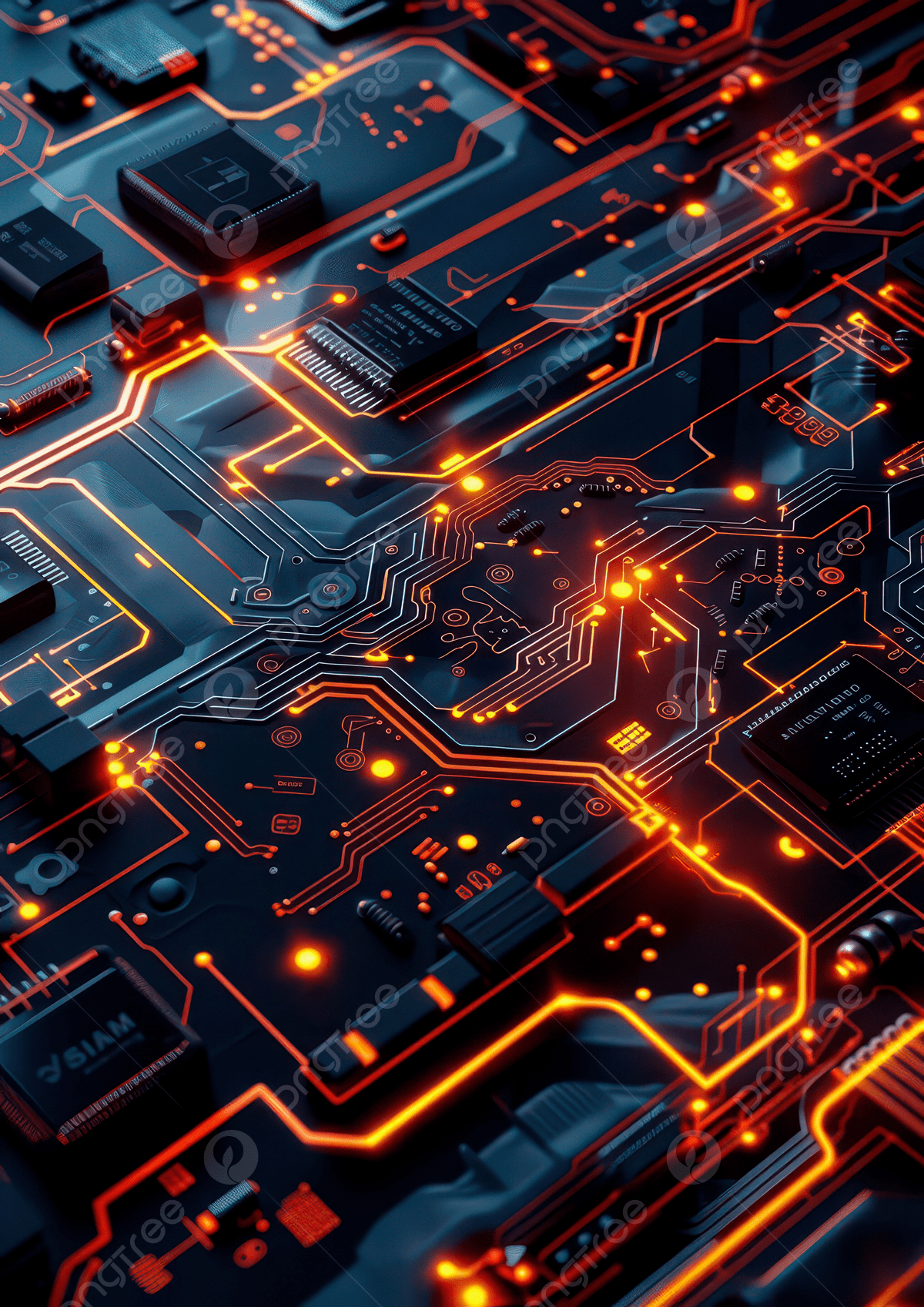 1200x1697 A Close Up View Of Circuit Board With Glowing Pathways And Components Background Wallpaper Image For Free Download