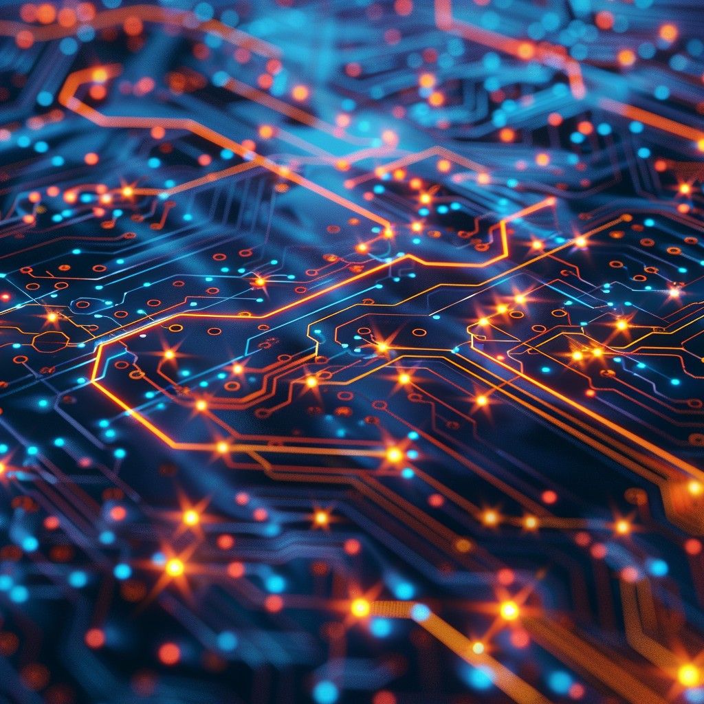 1024x1024 Download Circuit Board Glow Image, Circuit, Blue