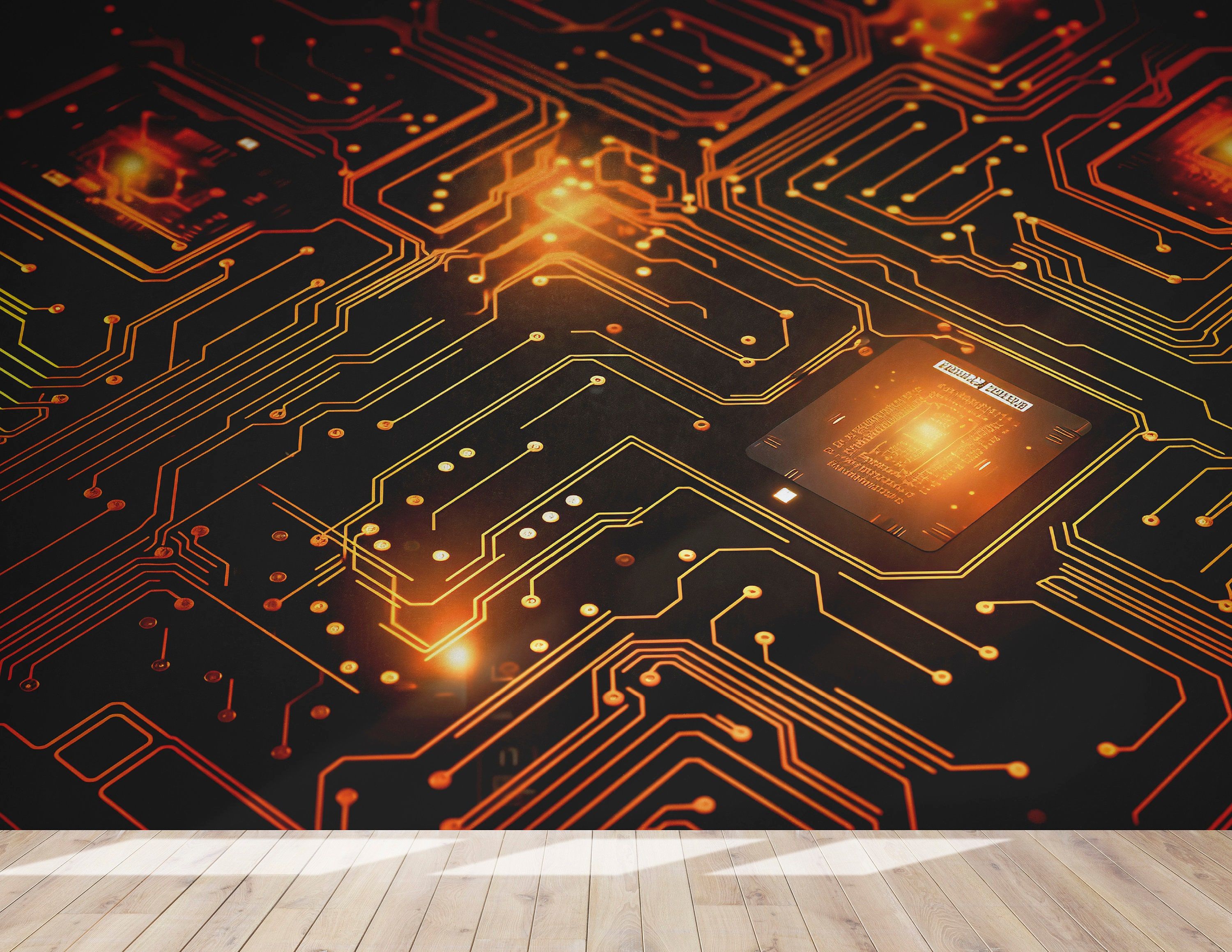 3000x2319 Circuit Board Office Wall Decal/ Gamer Room Decal/ Business Wall Mural/ Technology Vinyl Wall Art Decals/ 3D Wall Mural (KB W142)