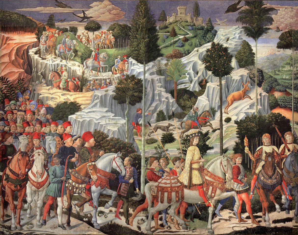 1214x961 Medieval Castle Mural Wallpaper. Renaissance Procession Scene