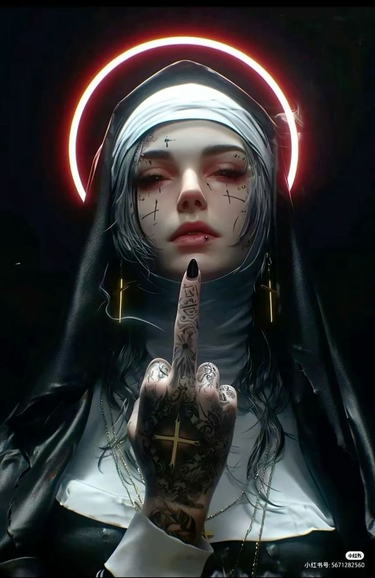 736x1132 Feklam. Dark gothic art drawings, Dark feminine energy art, Demon nun