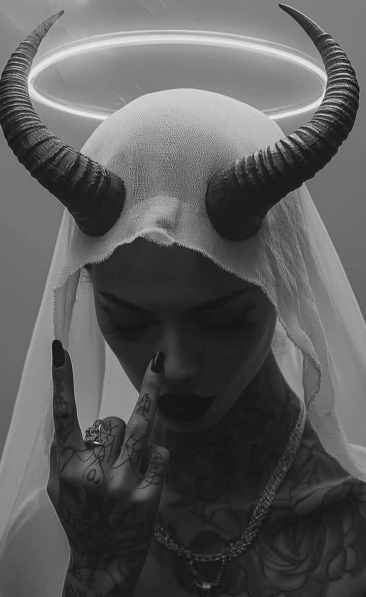 720x1175 Demon with halo. Nun wallpaper aesthetic, Demon in white, Gothic