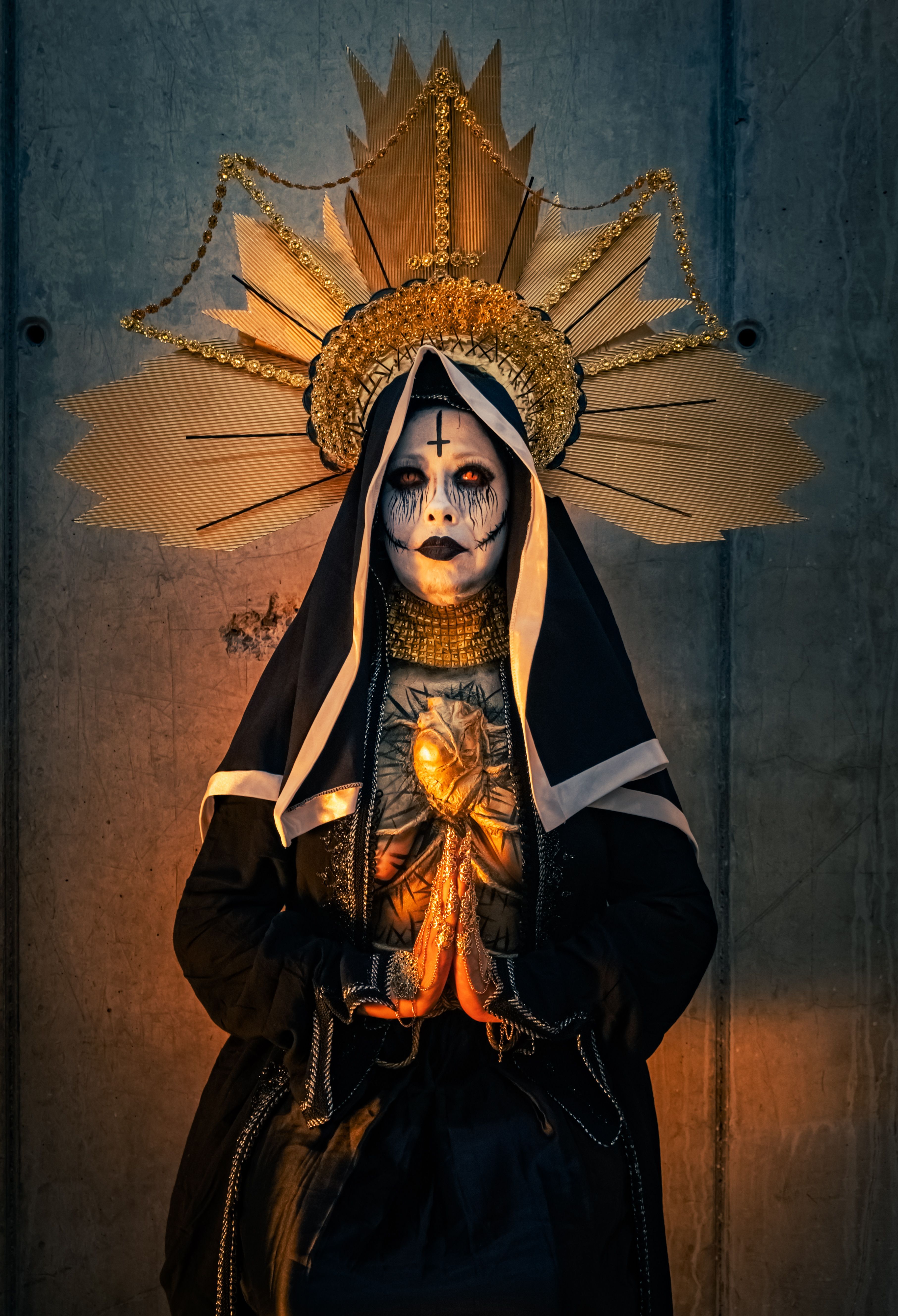 3627x5311 Gothic Nun with Intricate Face Paint and Halo · Free