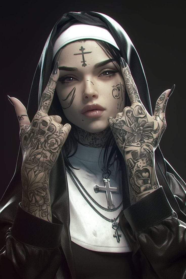 736x1104 Vampire nun. Nun face tattoo, Female art, Beautiful dark art