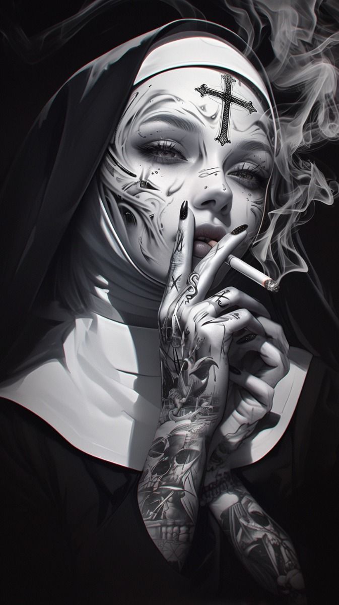 673x1200 Nun with Tattoos