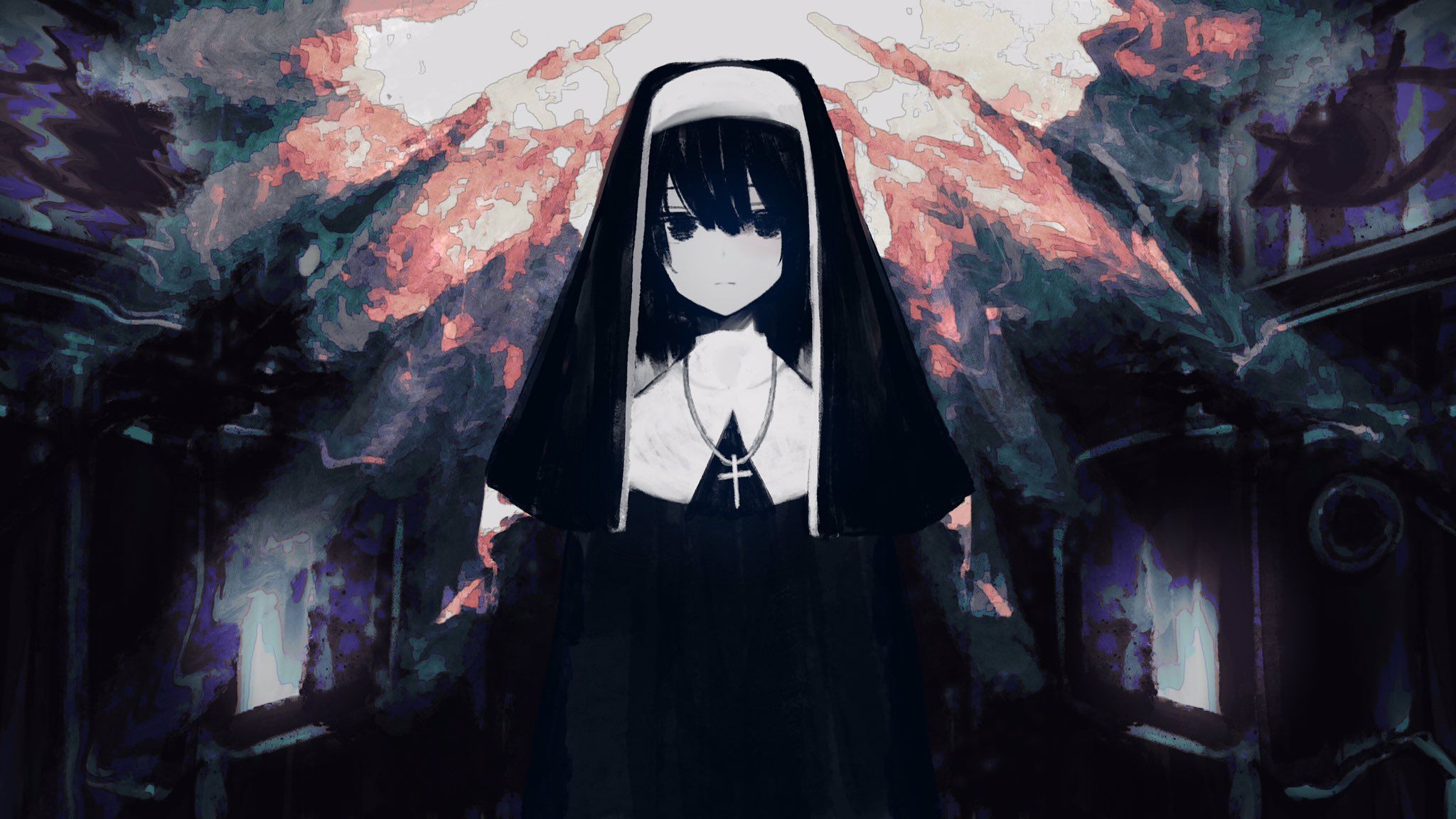 2048x1152 Anime Nun Wallpaper