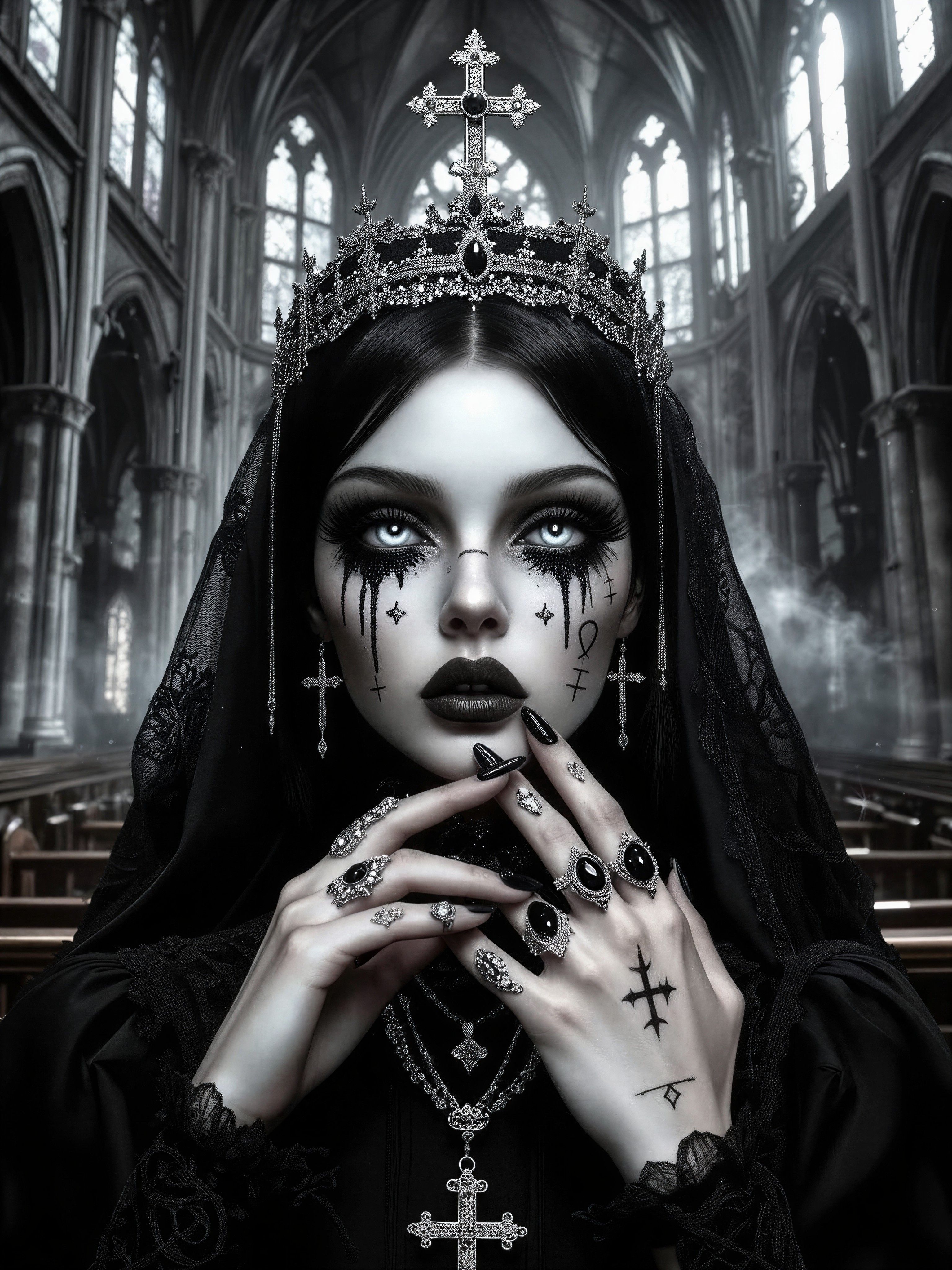 3072x4096 Gothic Nun in Ancient Cathedral