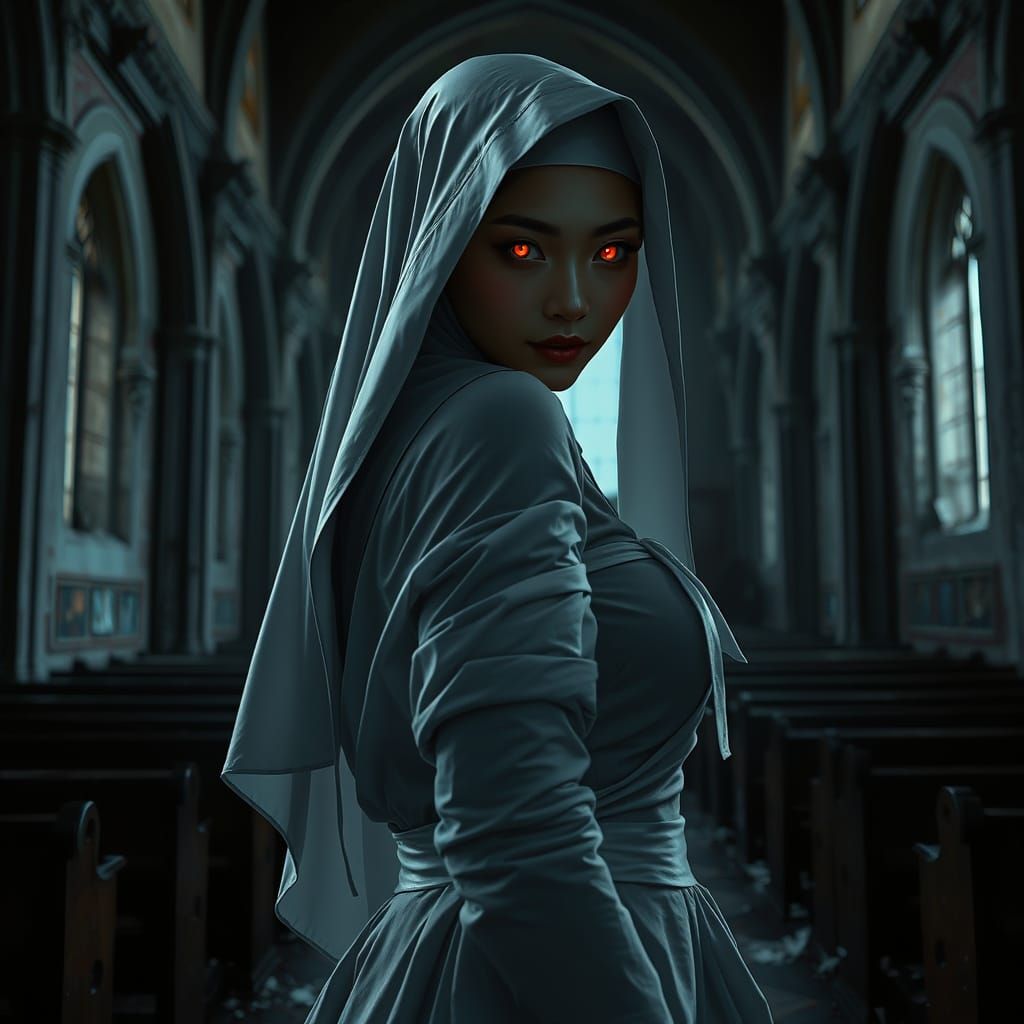 1024x1024 Evil nun Nun Reveals Her Sinister Smile in a Haunting