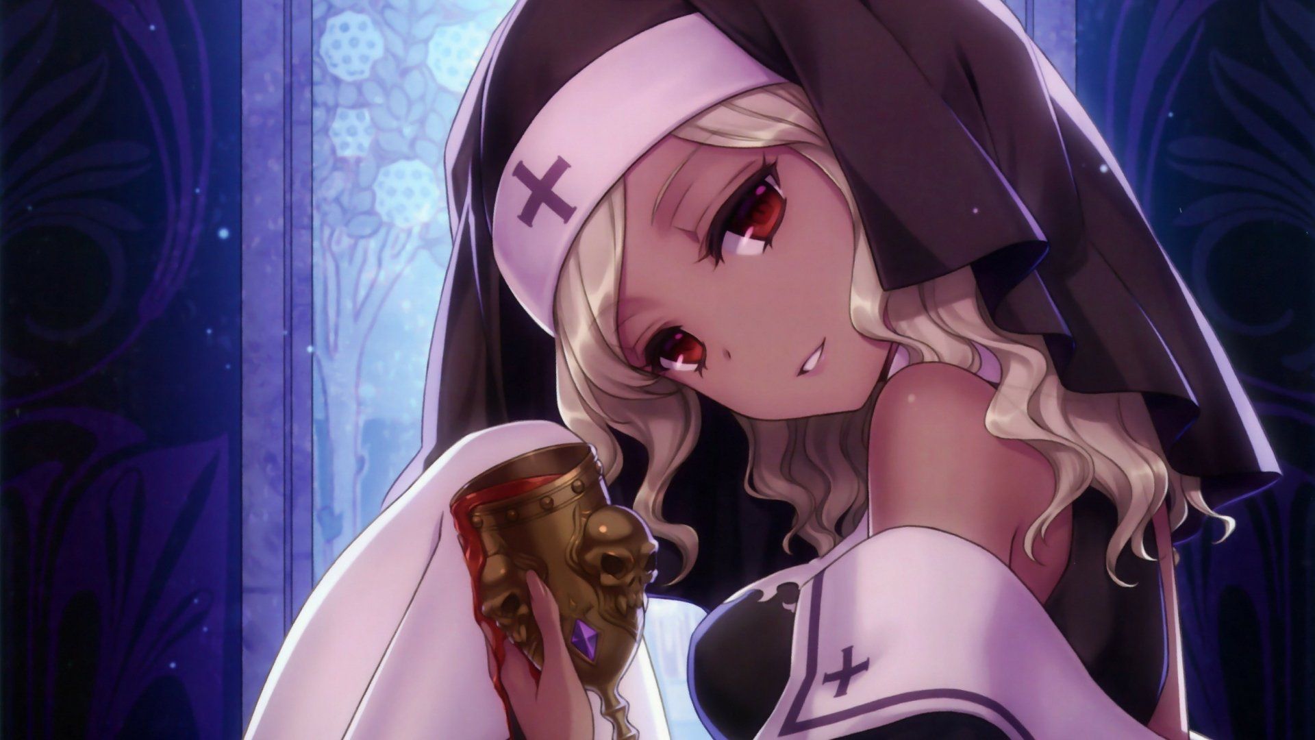 1920x1080 2K Quad HD Anime Original: Crimson Chalice Nun Wallpaper By An2Ax1496