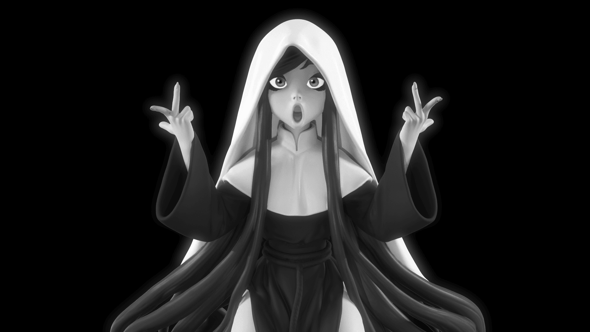 1920x1080 Rebellious Anime Nun Gothic Pin Up Statue Model By OrWitch. On Thangs