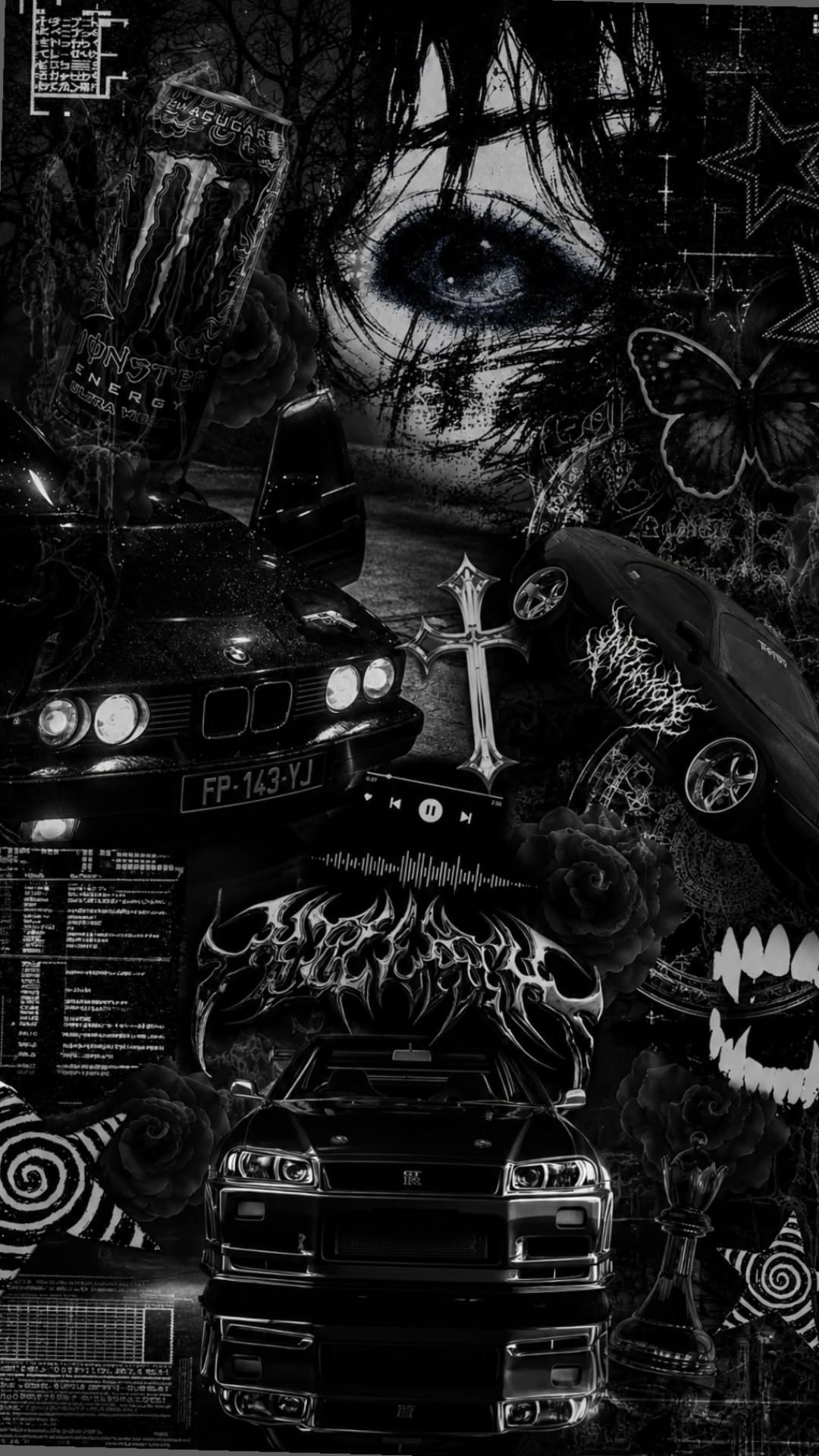 1080x1920 Y2k Aesthetic Wallpaper Black