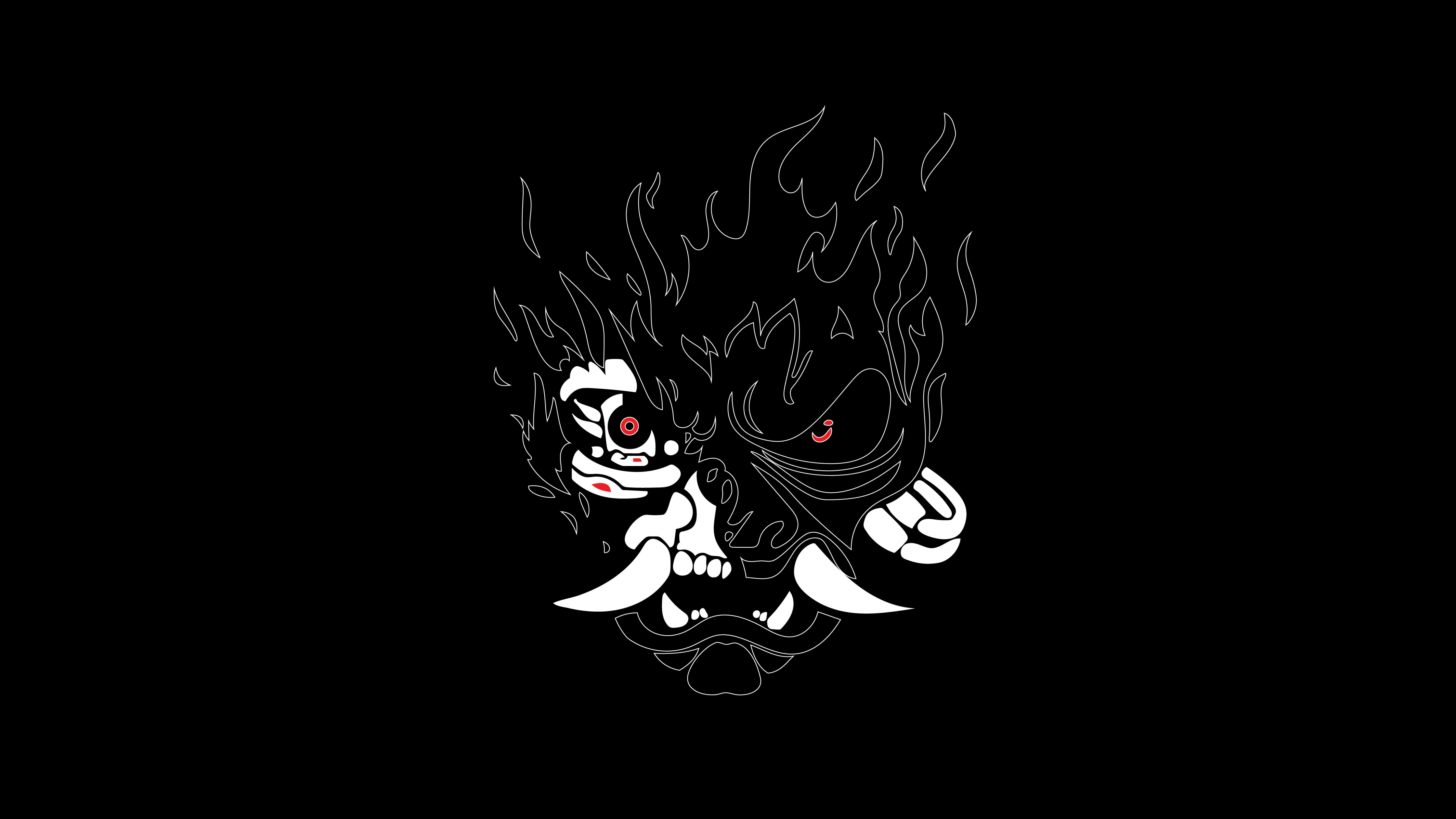 4480x2520 Cyberpunk 2077 Samurai Logo 8K AMOLED Wallpaper