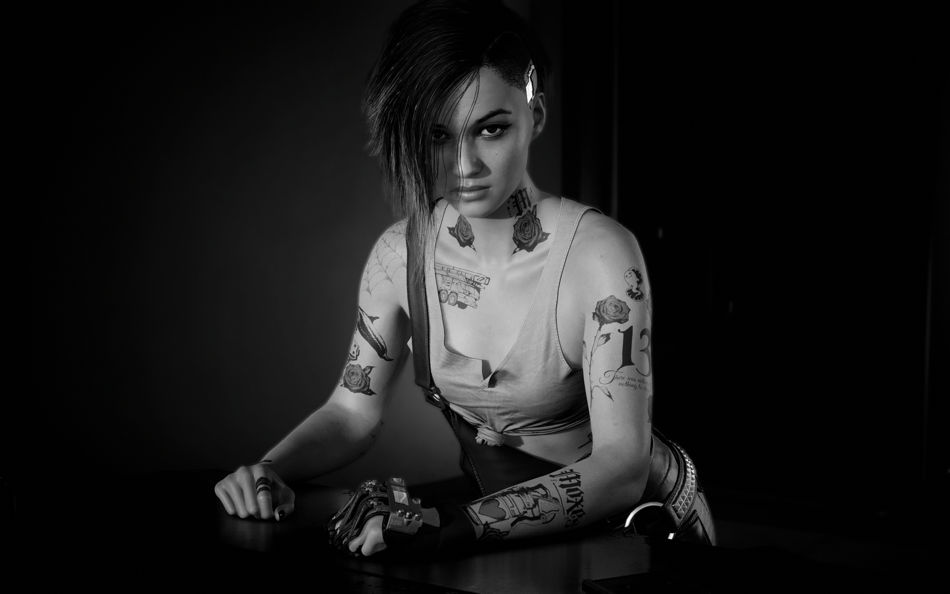 1920x1200 Judy Alvarez Wallpaper 4K, Monochrome, Cyberpunk 2077