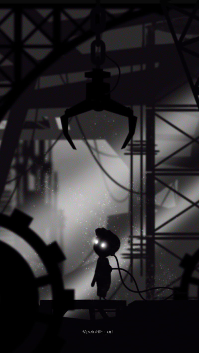 800x1422 FACTORY NIGHTMARE, black and white, cyberpunk, darkness, death, fear, game, horror, HD phone wallpaper