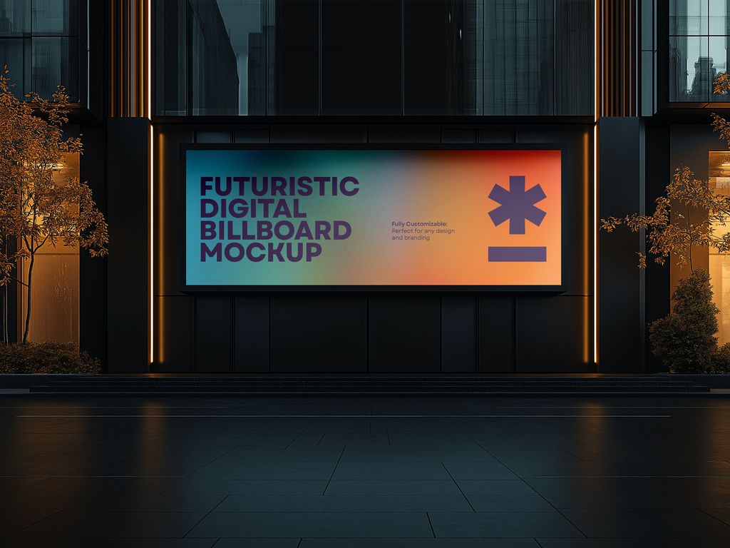1024x768 Futuristic Digital Billboard Mockup