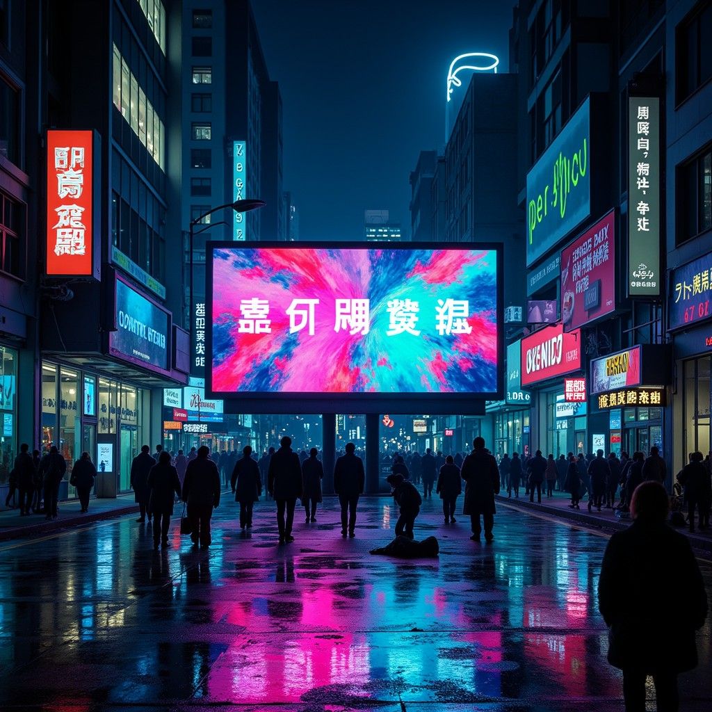 1024x1024 Download Neon Billboard Tower Image, Neon, Billboard