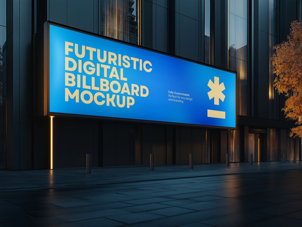 1024x768 Futuristic Digital Billboard Mockup