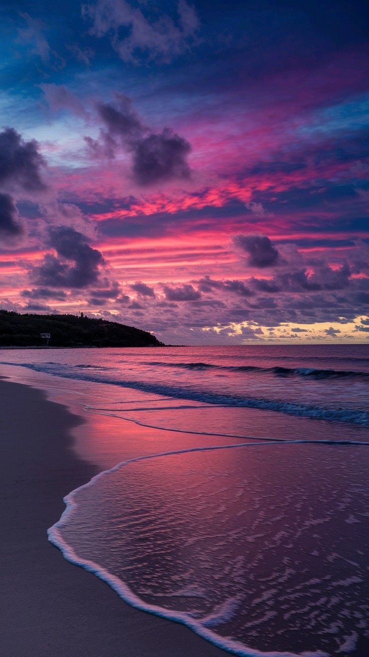 736x1308 Deep saturation, sky vibrant, clouds turning magenta, darkening, Darkness falls. 16k photograph with
