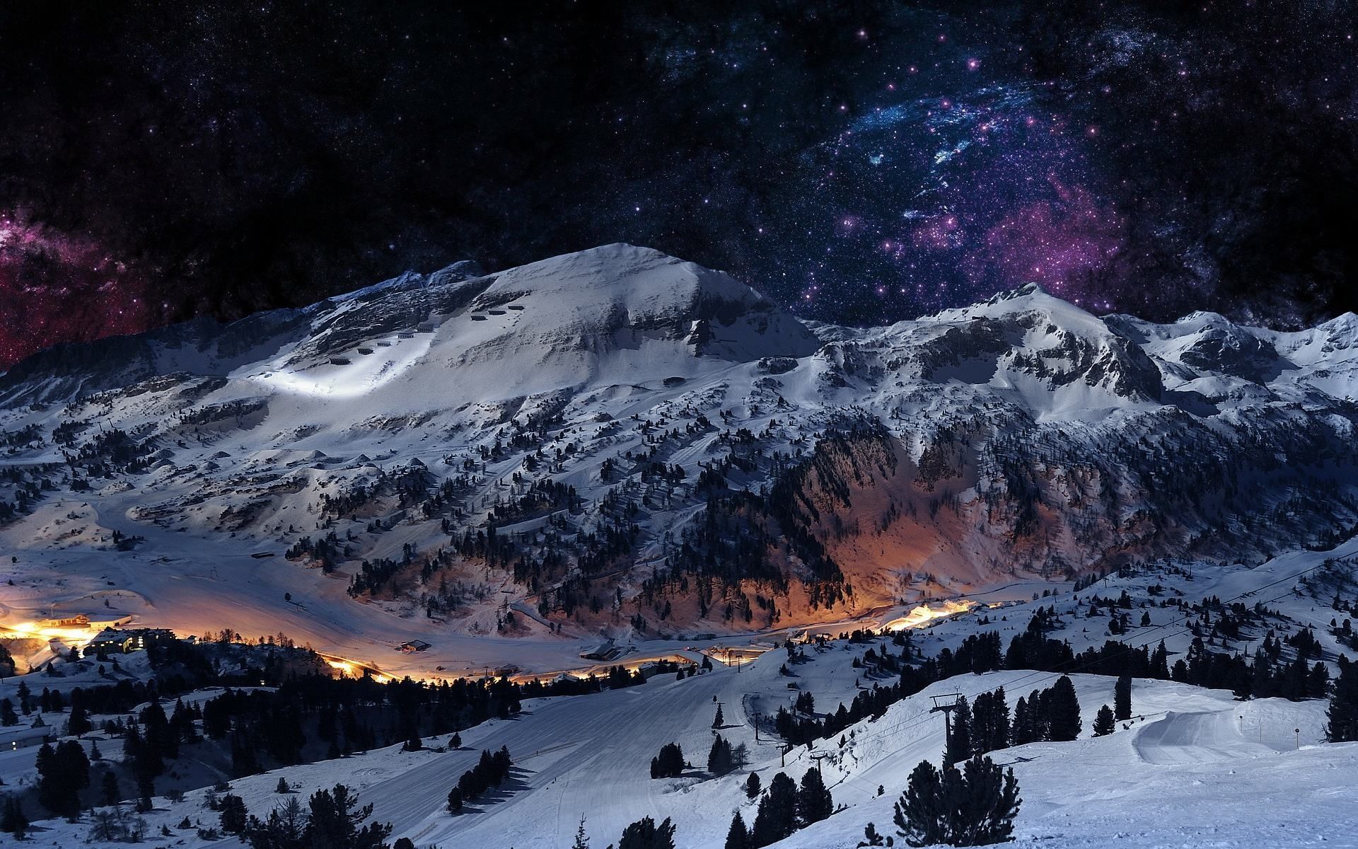 1920x1200 Mountain Night Wallpaper