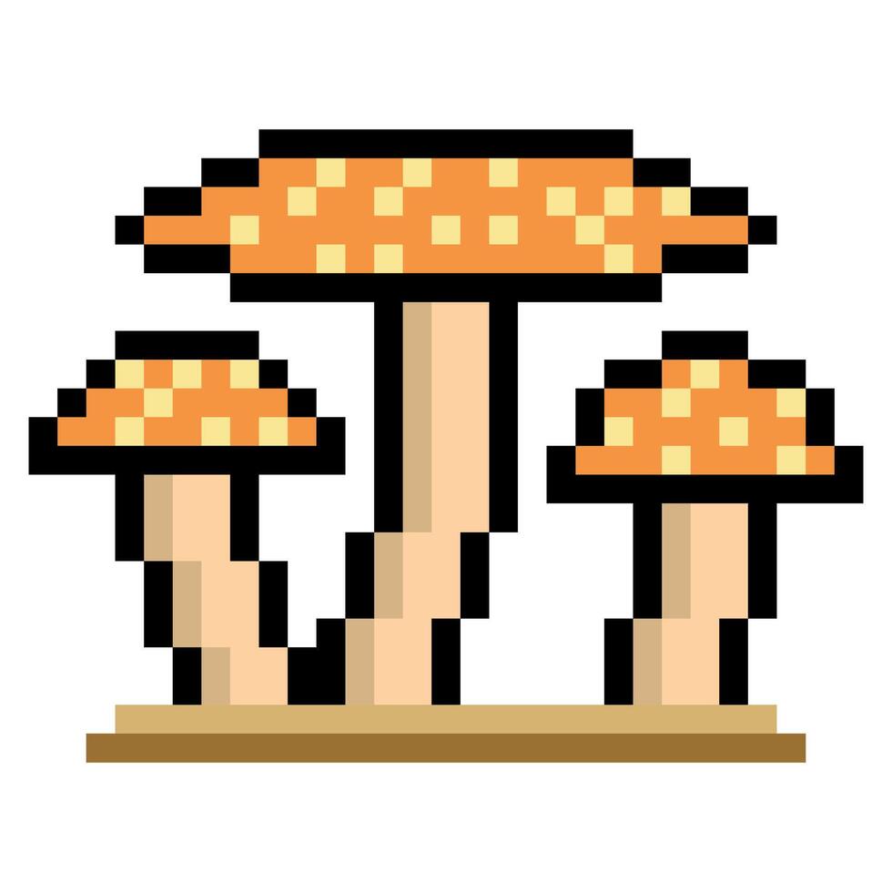 980x980 Mushrooms with pixel art on white background