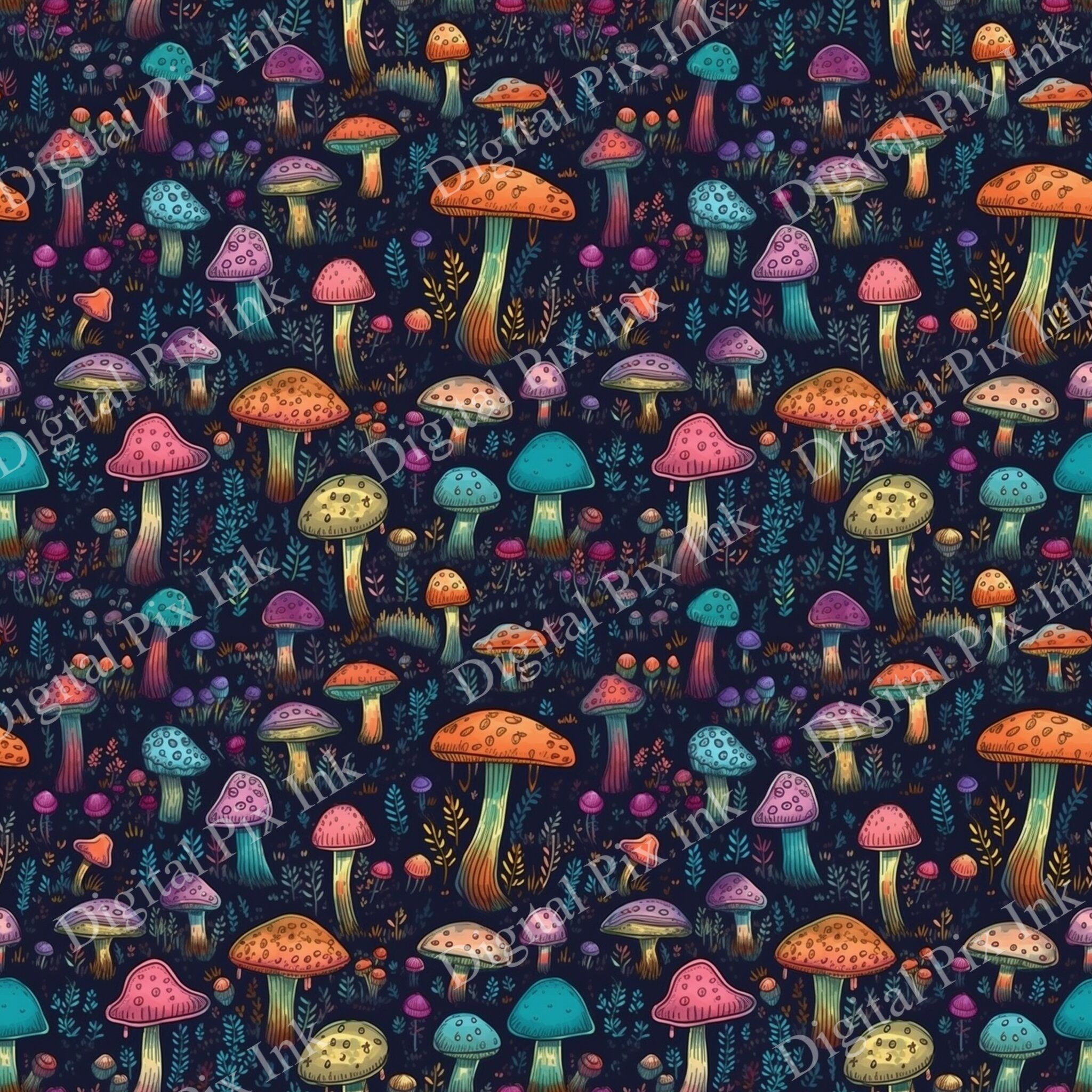 2048x2048 Neon Mushrooms Decorate Your Tumbler , Fabric Or Wall With These Eye Catching Shrooms And Add A Fun And Playful Element To Your Everyday Life