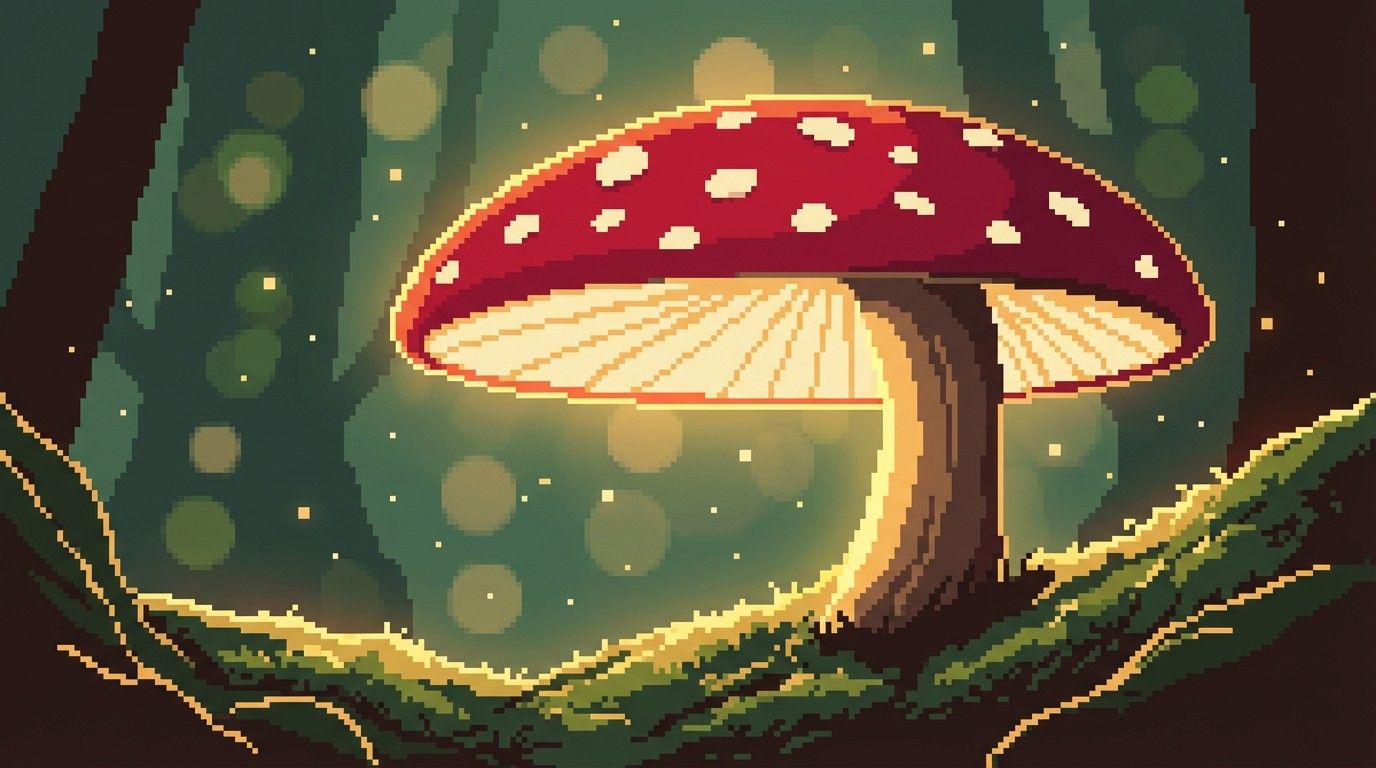 1376x768 Download Burgundy Pixel Mushroom Image, Toadstool, Fungi