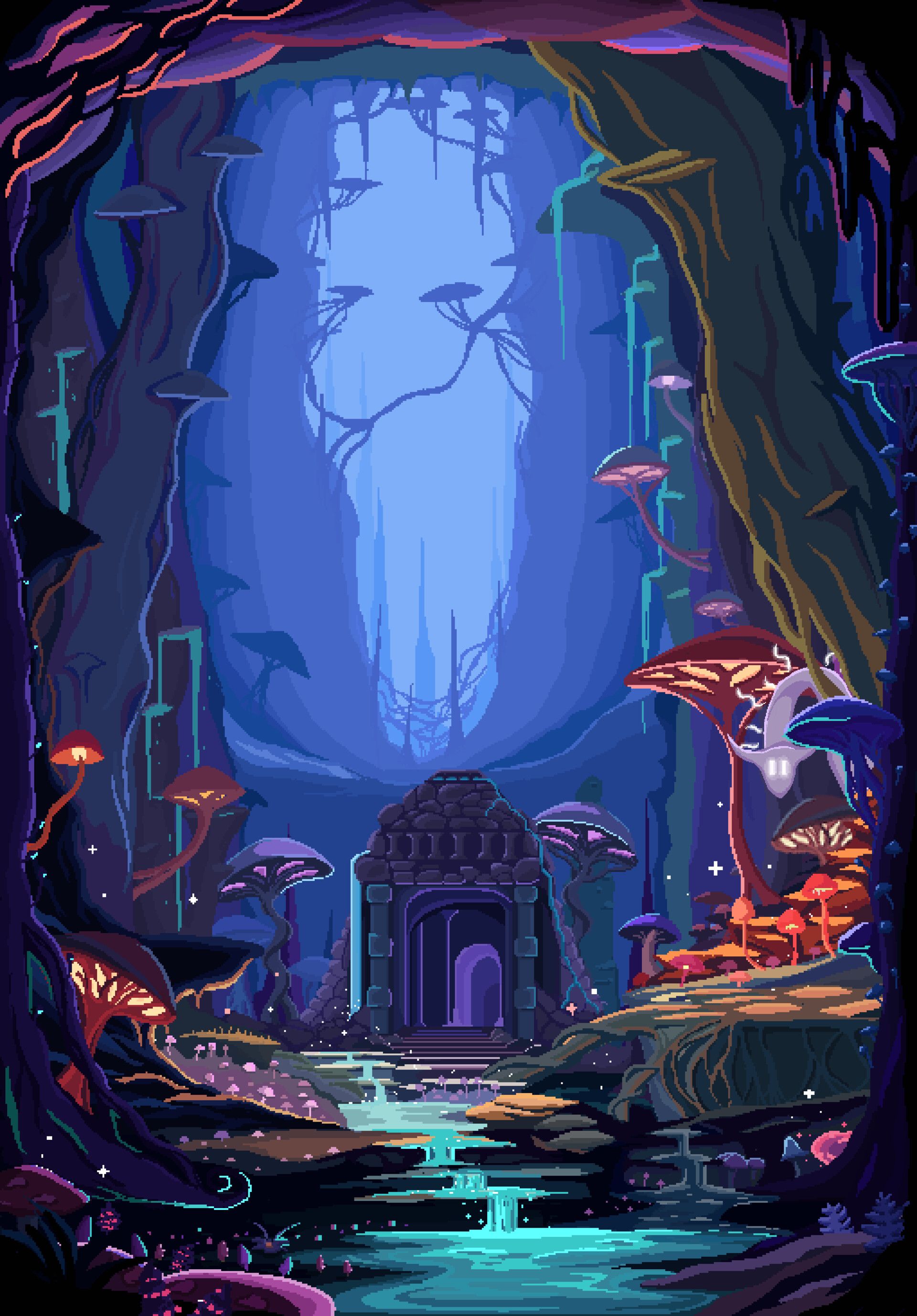 1920x2756 Pixel art Mushroom Cave