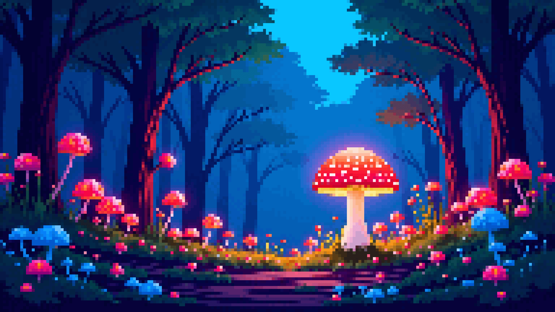 1920x1080 The Mushroom Forest. Side Scroller Background & Mushroom Sprites The Mushroom Forest
