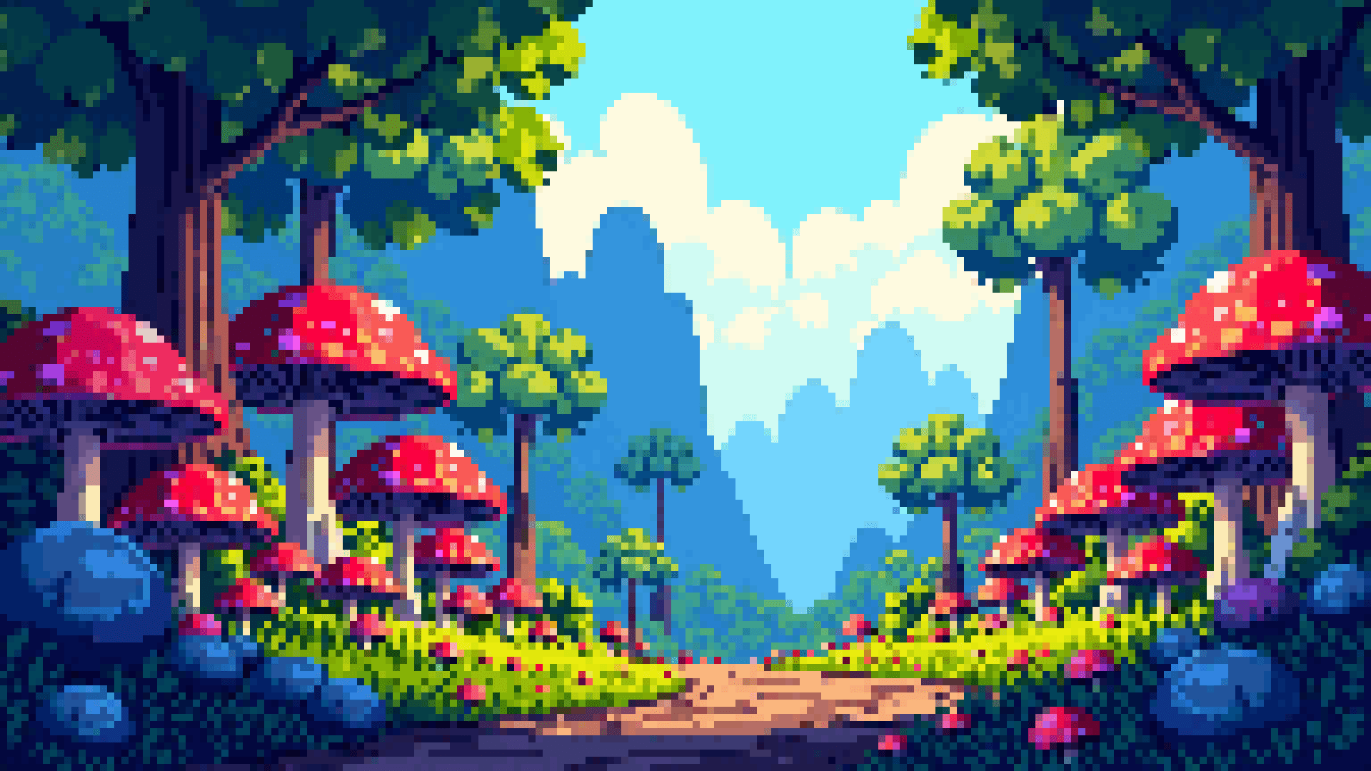 1920x1080 The Mushroom Forest. Side Scroller Background & Mushroom Sprites The Mushroom Forest
