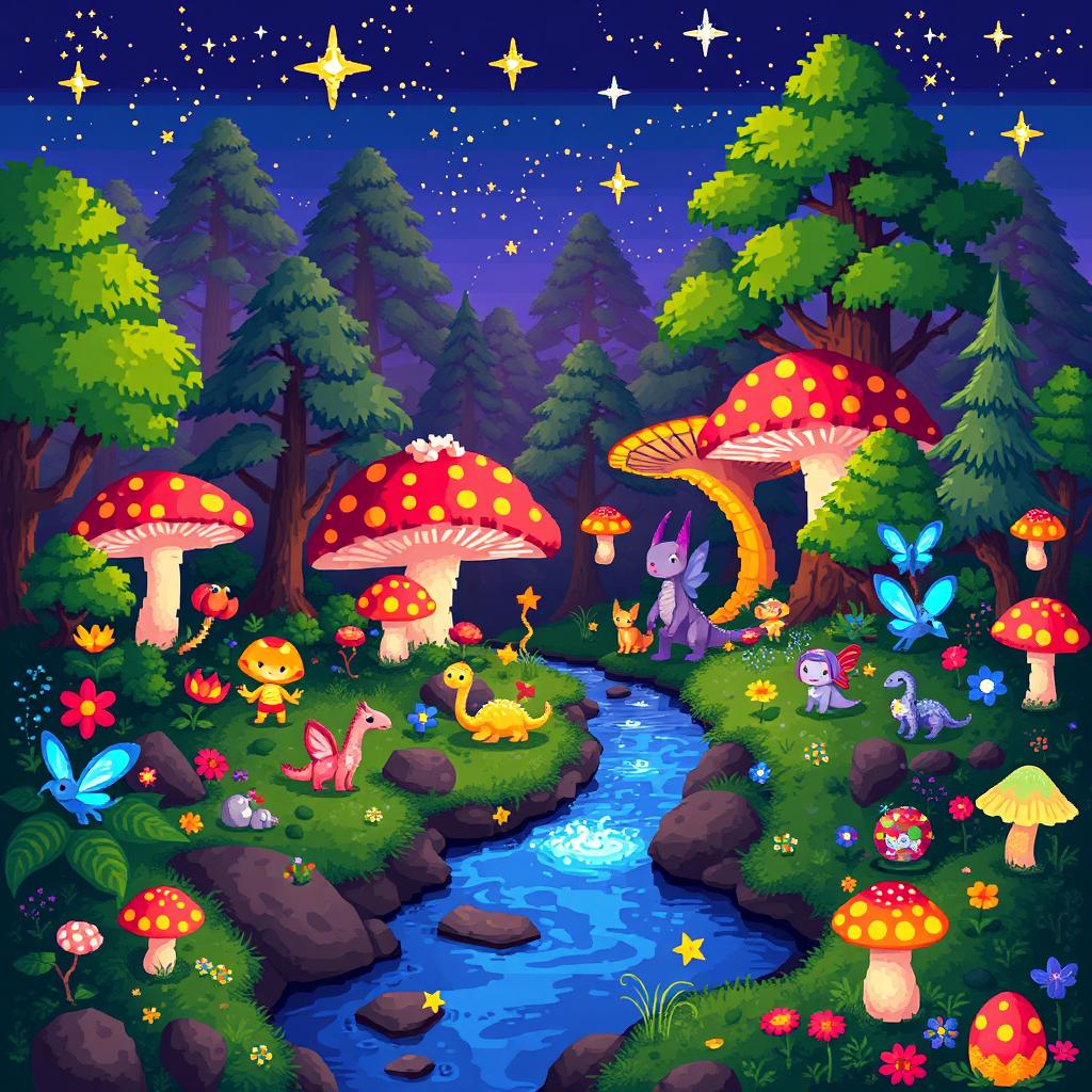 1024x1024 Explore The Enchanted 8 Bit Forest