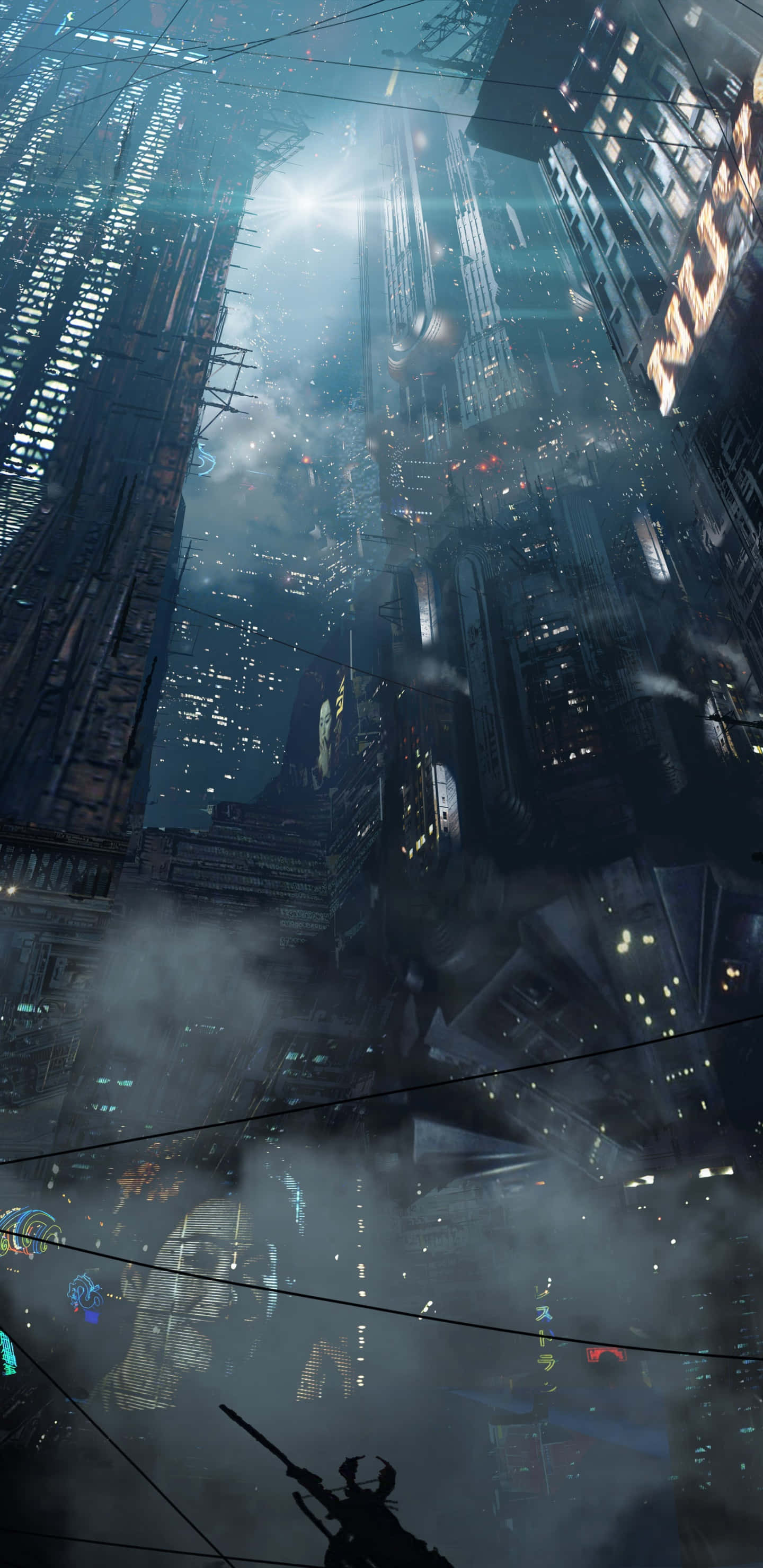 1440x2960 Download The Dystopian Landscape of Blade Runner Background