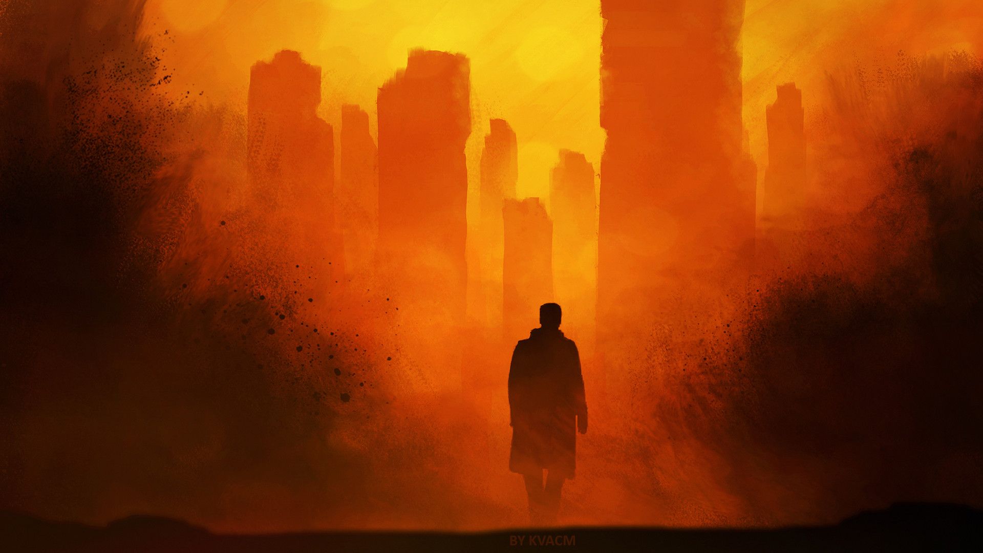 1920x1080 Phone wallpaper: Blade Runner Silhouette, Movie, Building, City, Orange (Color) 869225