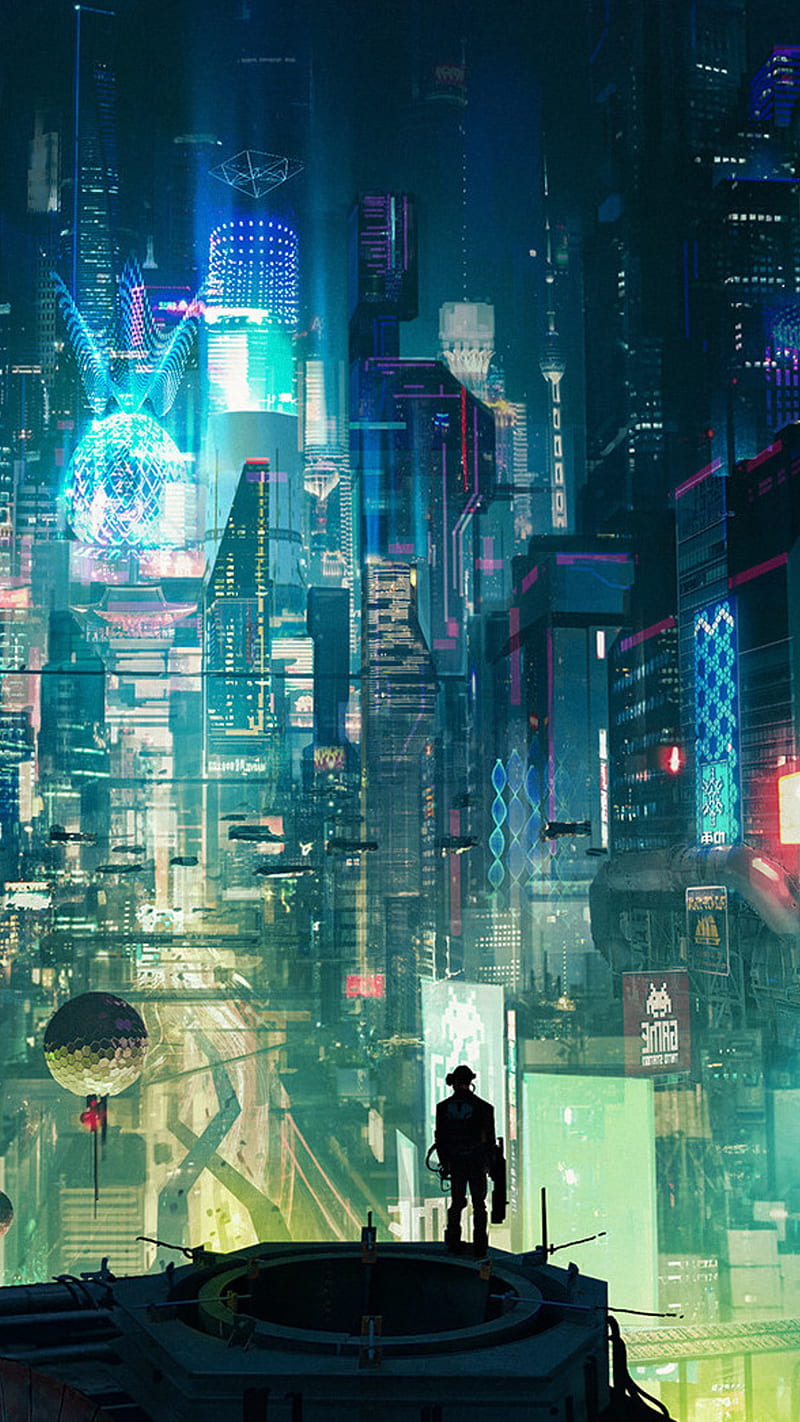 800x1422 Cyberpunk city green, blade, neon, runner, tokyo, HD phone wallpaper