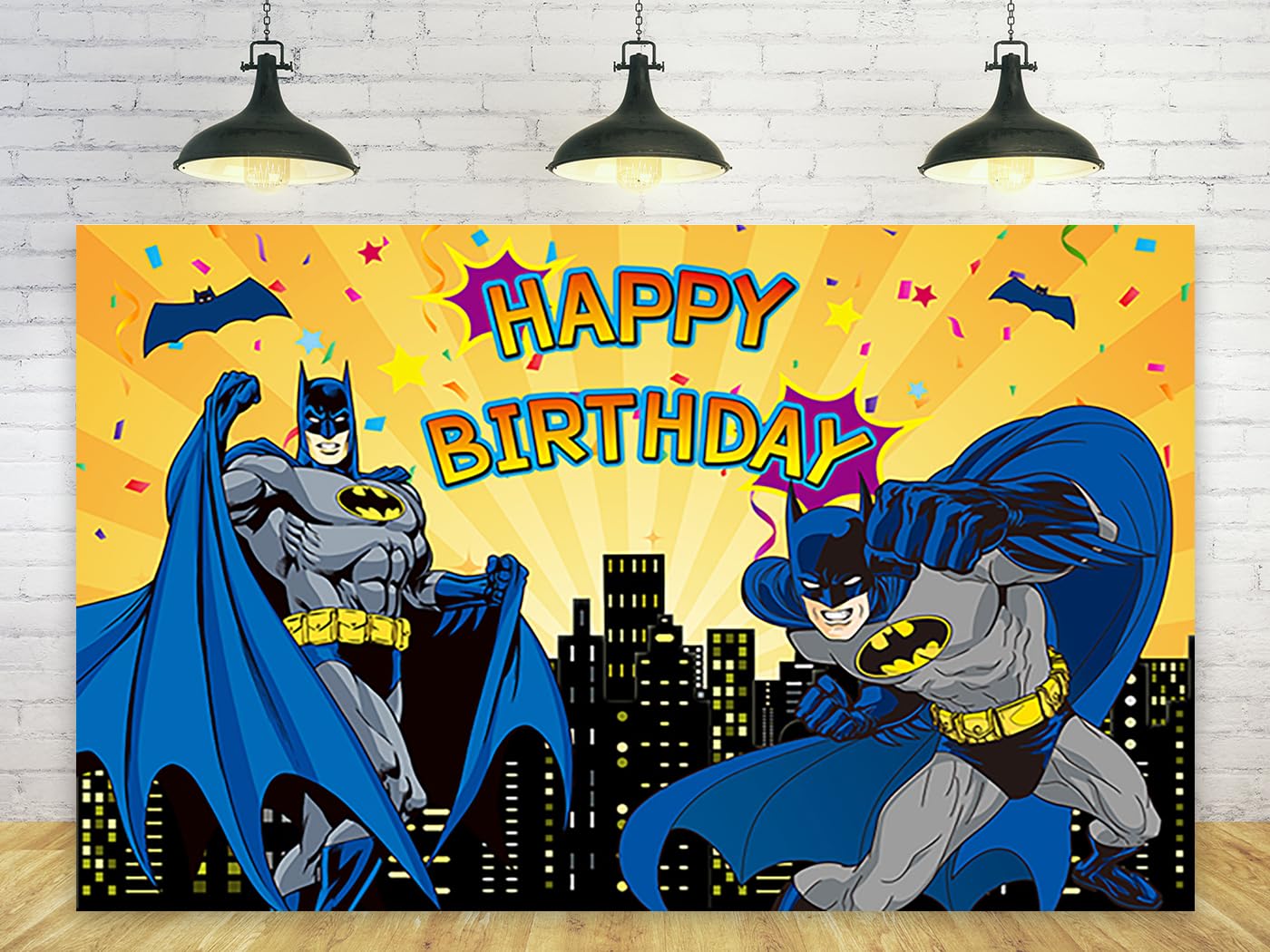 1400x1050 Bat Hero Backdrop for Birthday Party Decorations Yellow Background for Party Cake Table Decorations Superhero Batman Theme Banner 5x3ft : Amazon.sg: Electronics