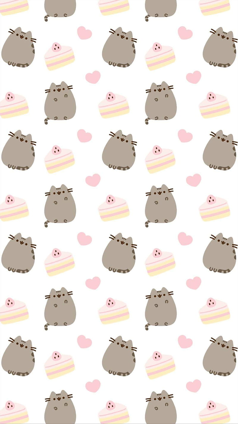 800x1422 Pusheen Love Cake, corazones, HD phone wallpaper