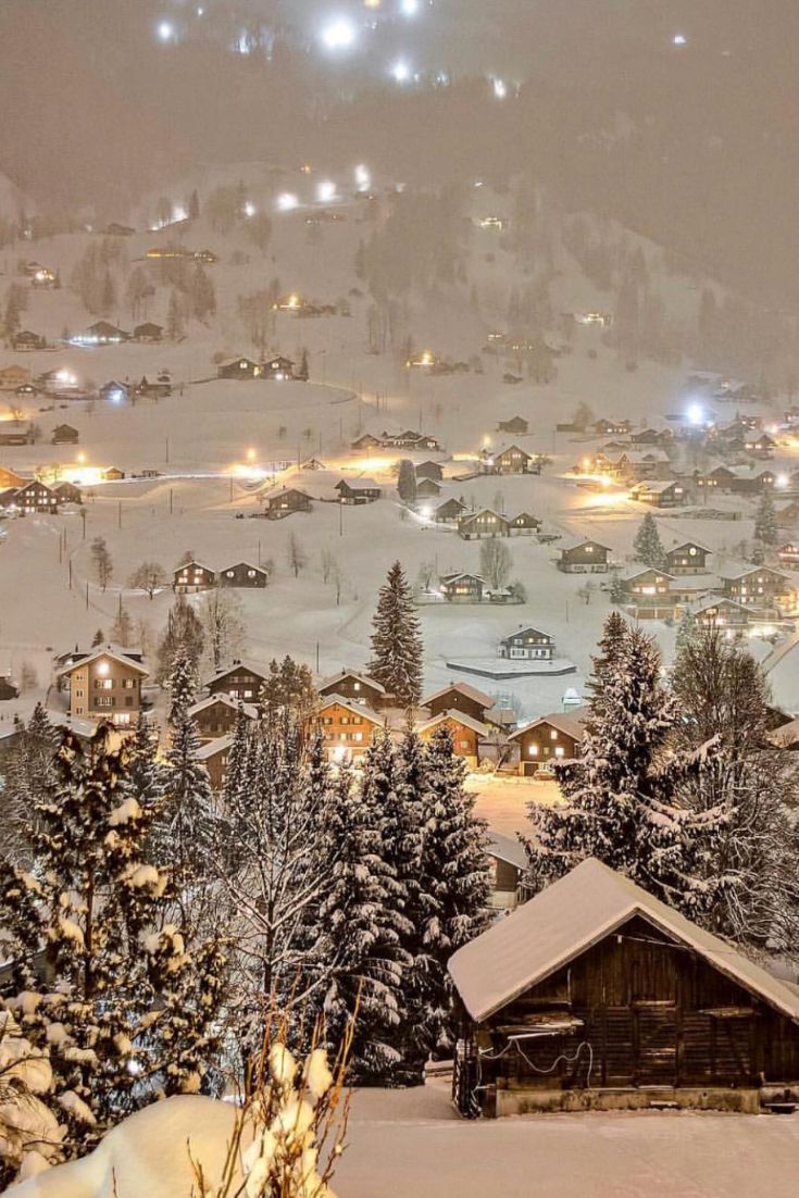 735x1102 Christmas Aesthetic Snowy Mountain Town at Night. Locarno switzerland, Christmas aesthetic wallpaper, Winter image