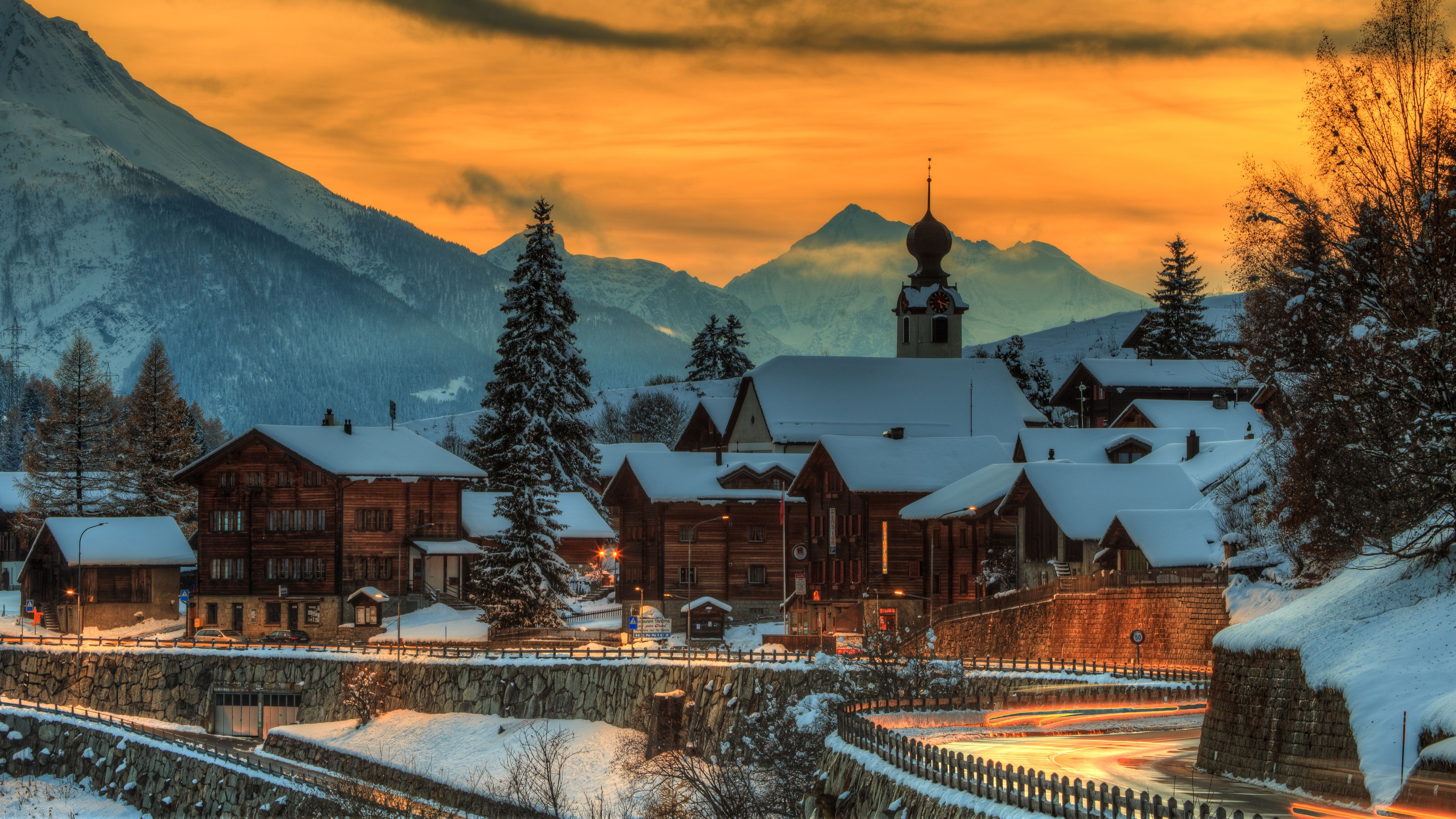5120x2880 Blitzingen in winter season (Switzerland)
