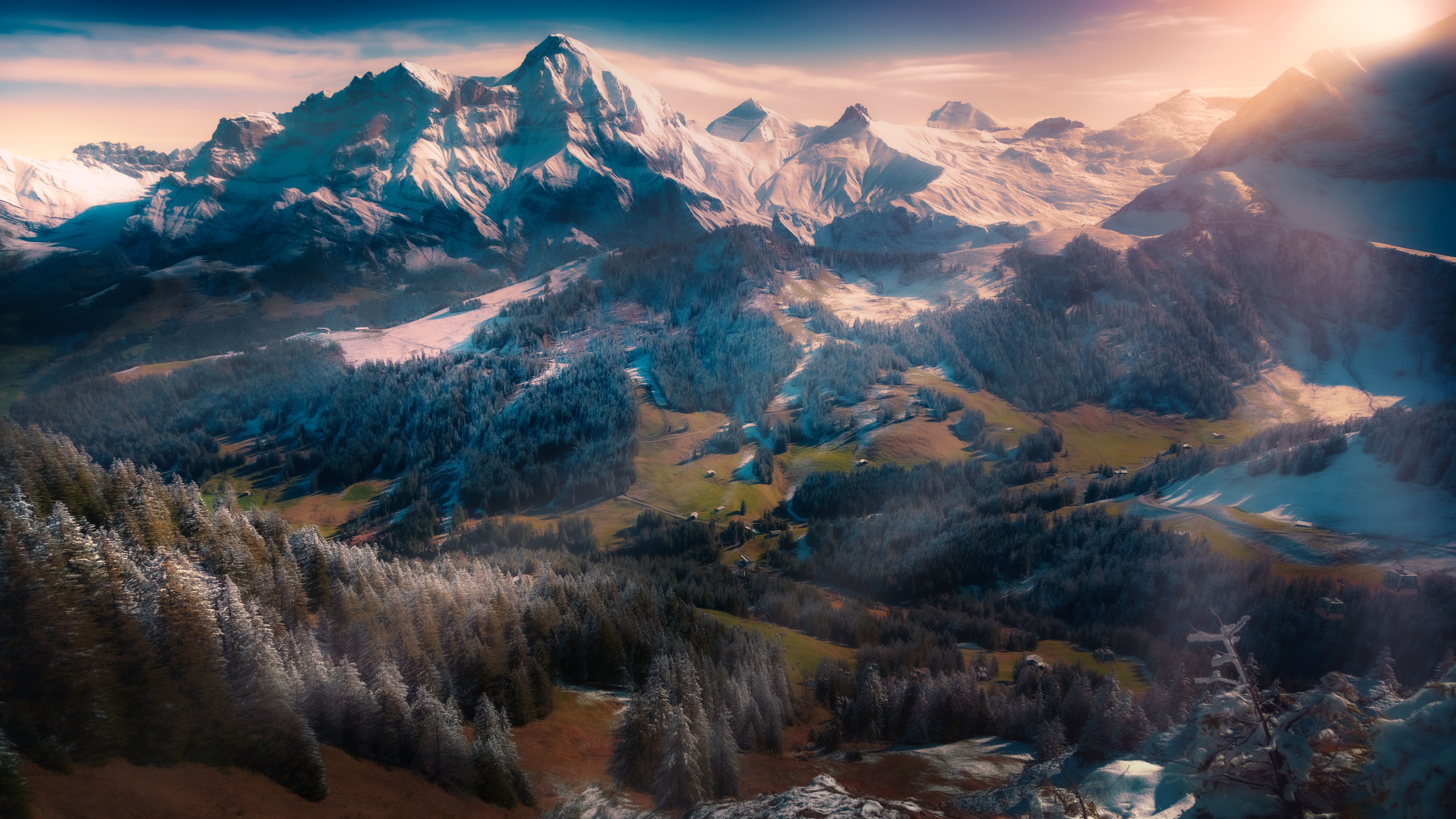 6016x3384 Swiss Alps Wallpaper 4K, Winterscape, Snow mountains